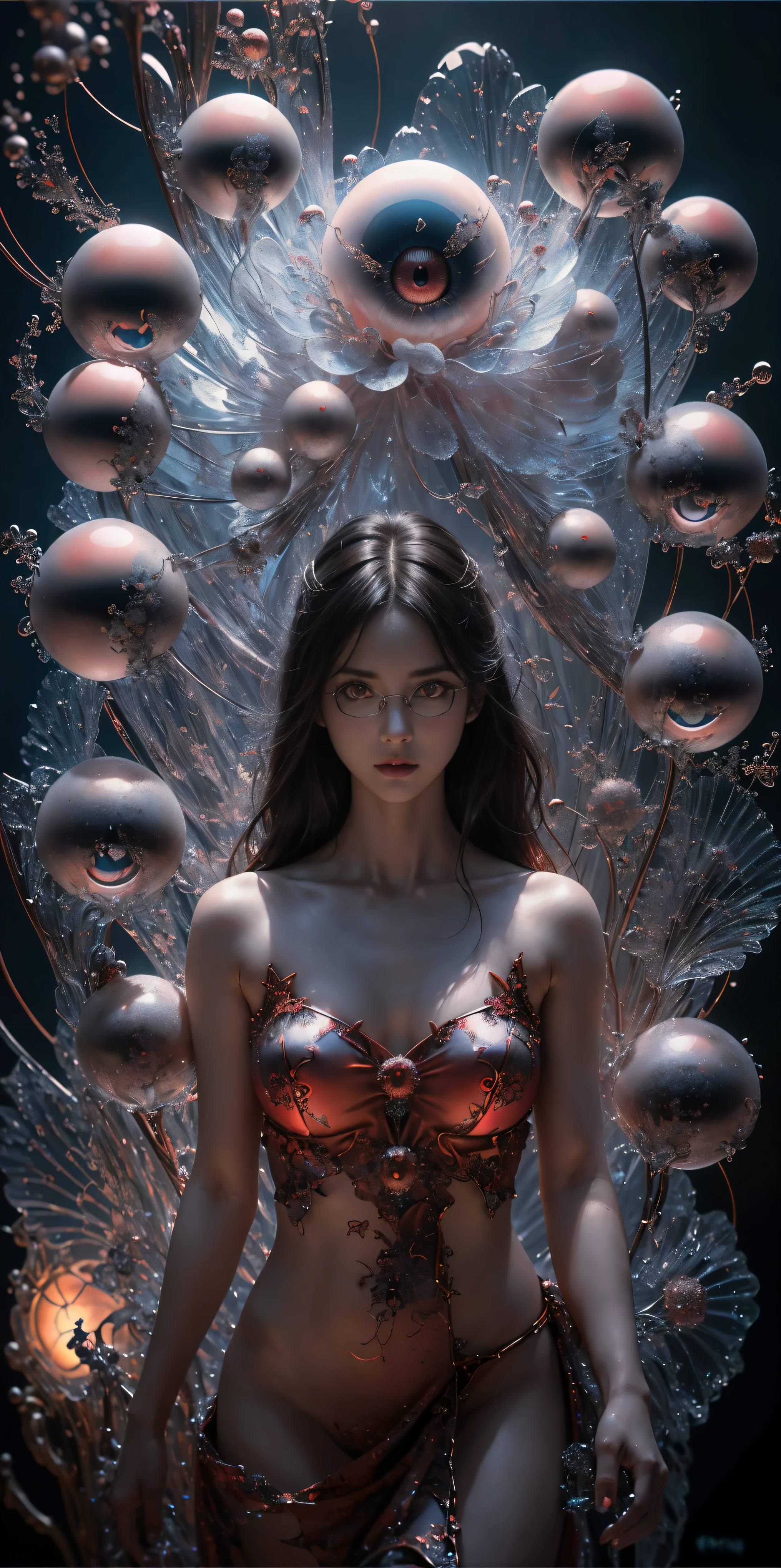 (The best illustrations)、realisitic、ultra-detailliert、The best lighting、Best Shadows、alluring succubus, ethereal beauty, perched on a cloud, (fantasy illustration:1.3), enchanting gaze, captivating pose, delicate wings, otherworldly charm, mystical sky, (Luis Royo:1.2), (Yoshitaka Amano:1.1), Dungeon and Dragon、caves、Dungeon、 A Necromancer、natta、Dark style、Succubus、Devil's Daughter、Bat Wings,(((Demon Hornlack-rimmed round glasses))))、(red eyes glowing:1.6)、beautiful countenance、Tindall Effect、(High Detail Skins:1.2) absurderes、Ponytail distortion、jewely、Beautiful expression、Toned waist、Wide buttocks、Tindall Effectmasuter piece、top-quality、Highest Standards、Top image quality、masutepiece、intricate detailes、High resolution、Depth Field、natural soft light、profetional lighting、Great smile、(High Detail Skin: 1.2)、photorealistic anime girl render、Strong highlights of the eyes、Perfect Anatomy、crotch open、Shy、Spreading your legs、Panties are visible、Skirt flipping、Body shiny with oilerectile nipple))、8K resolution、intricate clothing、Intricate details