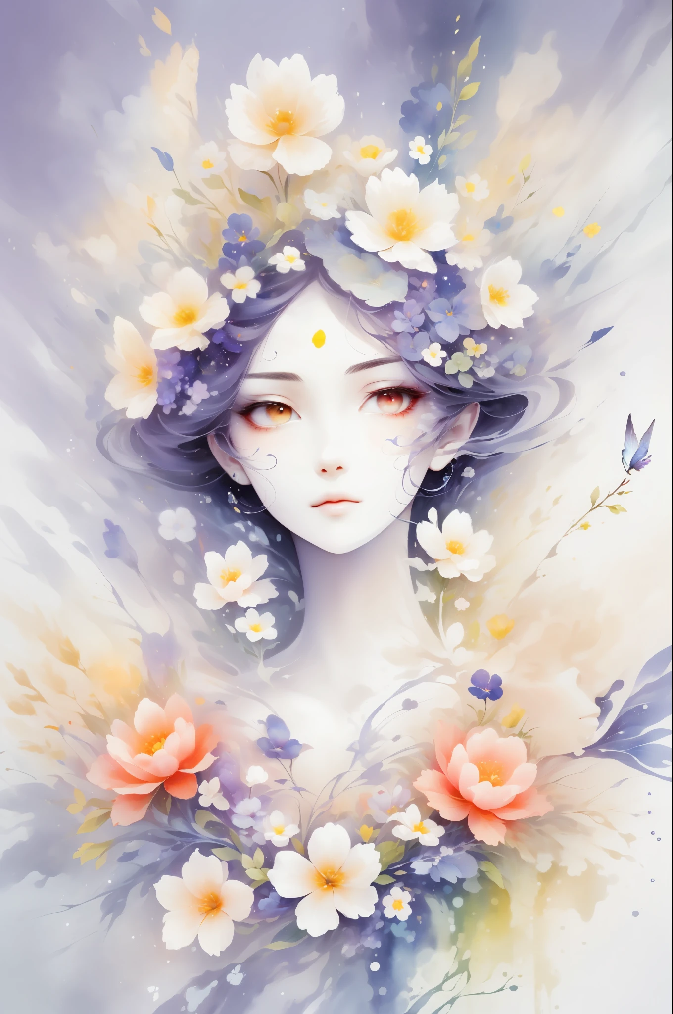 beautiful portrait,amazing, complex, Elite, Art Nouveau, Gorgeous, liquid wax, elegant, luxury, Greg Rutkoski, ink style, sticker, Vector art beautiful character design, Double exposure shooting, Luminous design , Award-winning works, masterpiece, black background,
