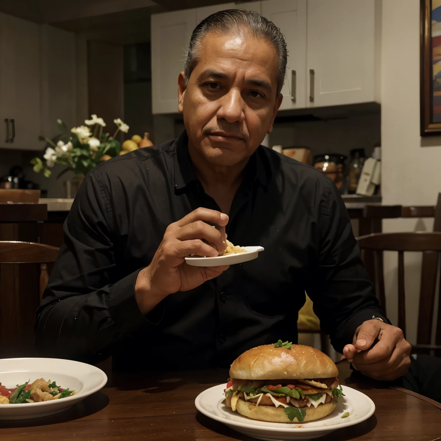 there is a man sitting at a table with a plate of food, luis nieves sr, jose miguel roman frances, photo of a man, victor maristane, salustiano garcia cruz, heraldo ortega, eloy morales, taken in the early 2020s, juan diaz canales, joseph moncada, mario martinez