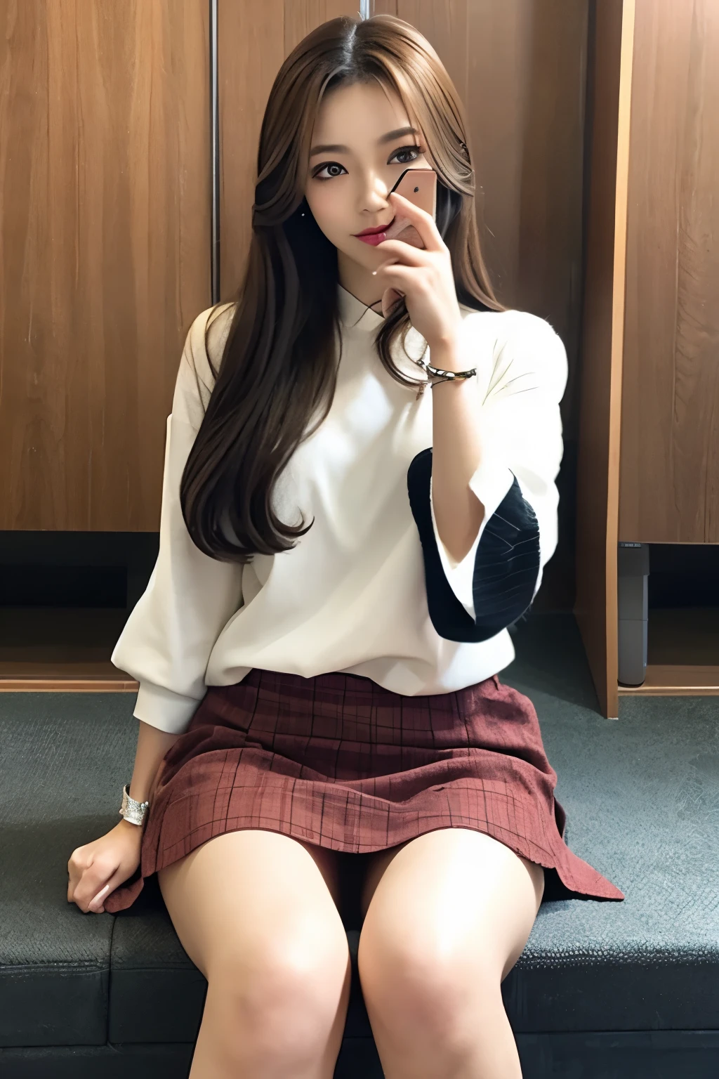 double eyelid、with a girl、skirt、length、with cuff、restrained、thighs thighs thighs、Japanese