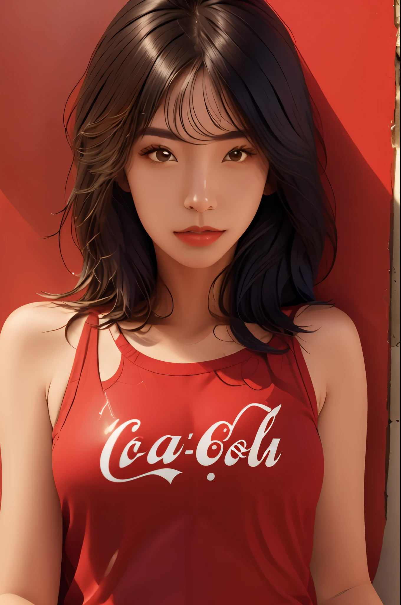 full pic with product matching background of realistic brand new creative bottle design for coca cola