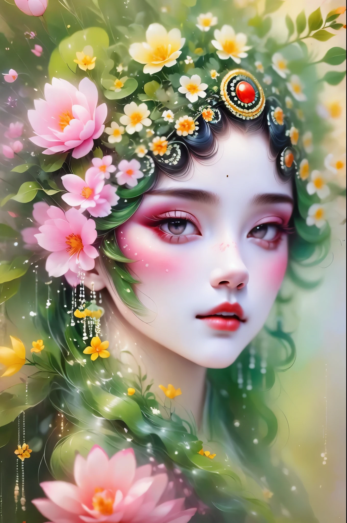 (detailed,high quality)a garden scene,Art with coloring book page effect。The background should be completely white,and only the outline of the object should be visible。Artwork should have a line art style,similar to a coloring book。It should have a mandala with natural decoration。The overall artwork should have a clean line art style,Similar to color book pages。Inspired by the brushstrokes of Alphonse Mucha,gaze,look at each other,Decorate with new artistic styles。Ensures perfect detail and realistic appearance。The subject of the artwork should be gray hair,The hair is just outlined,rather than filled。