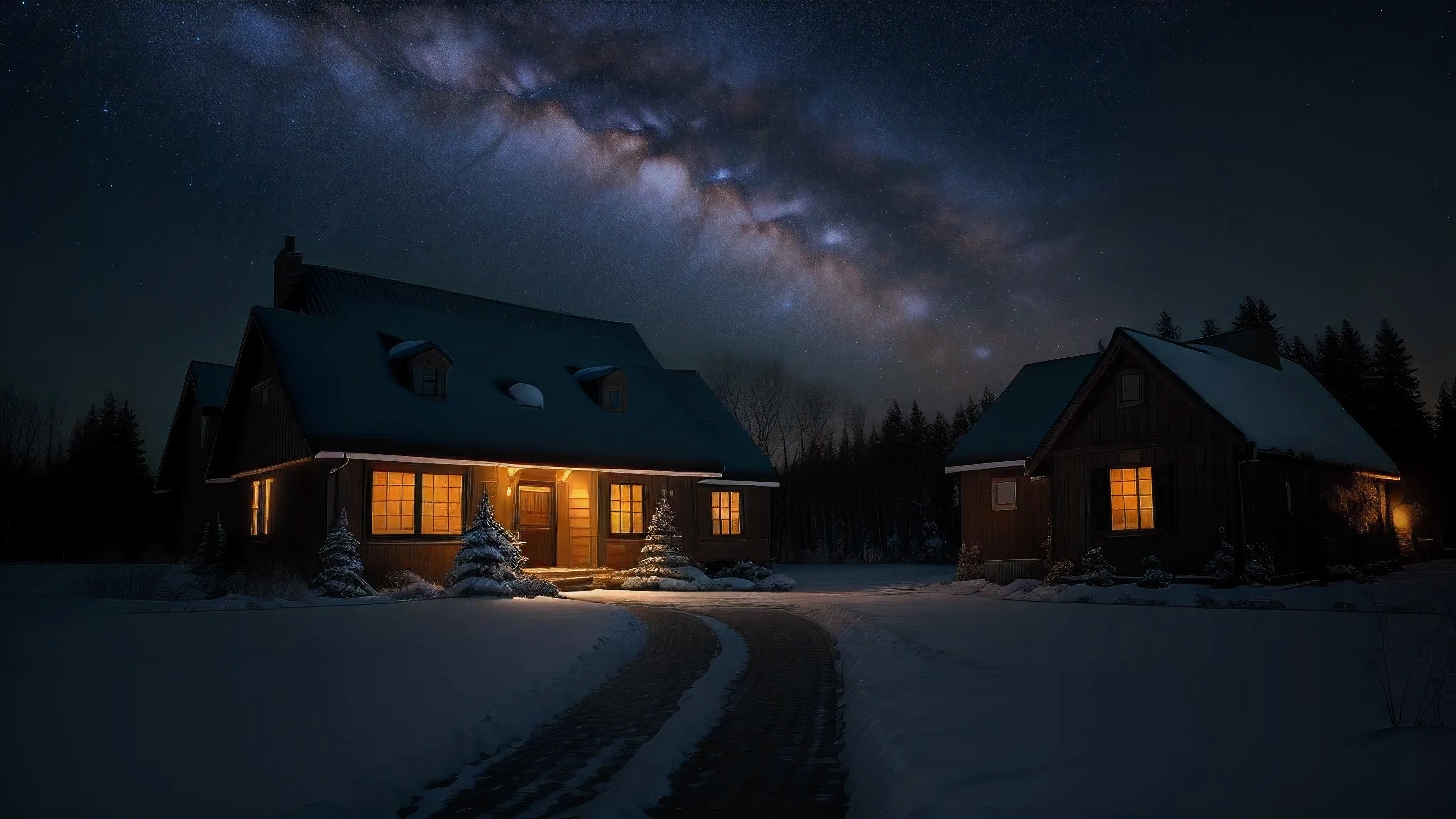 nighttime shot of a house with a bright window and a starry sky, night time with starry sky, outdoors at night, at nighttime, night time photography, at night time, with glowing lights at night, watching the stars at night, nighttime photography, night covered in stars, taken with sigma 2 0 mm f 1. 4, low angle wide shot, at night with lights