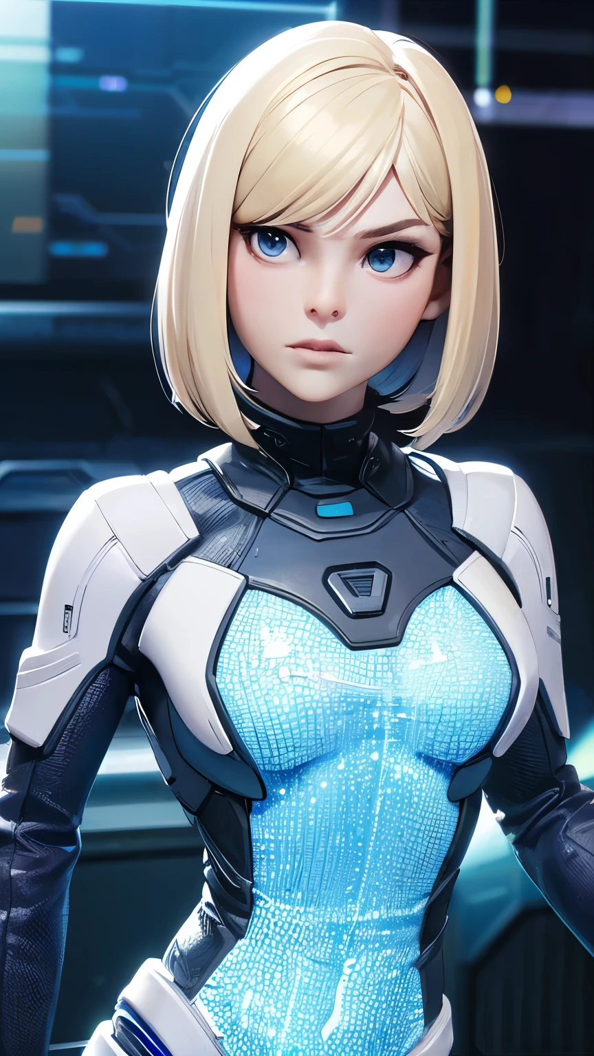 photo of Alice Eve, RAW, beautiful woman, ((portrait)), ((detailed face:1.2)), ((detailed facial feature, detailed skin, clear skin), (perfect proportioned body), (short bob cut hair), (wearing mass effect plug suit), (high detailed alien planet), (holographic omni tule:1.5), (realistic photo, best quality, detailed), (8k wallpaper), (cinematic lighting, dramatic lighting) (sharp focus, intricate)