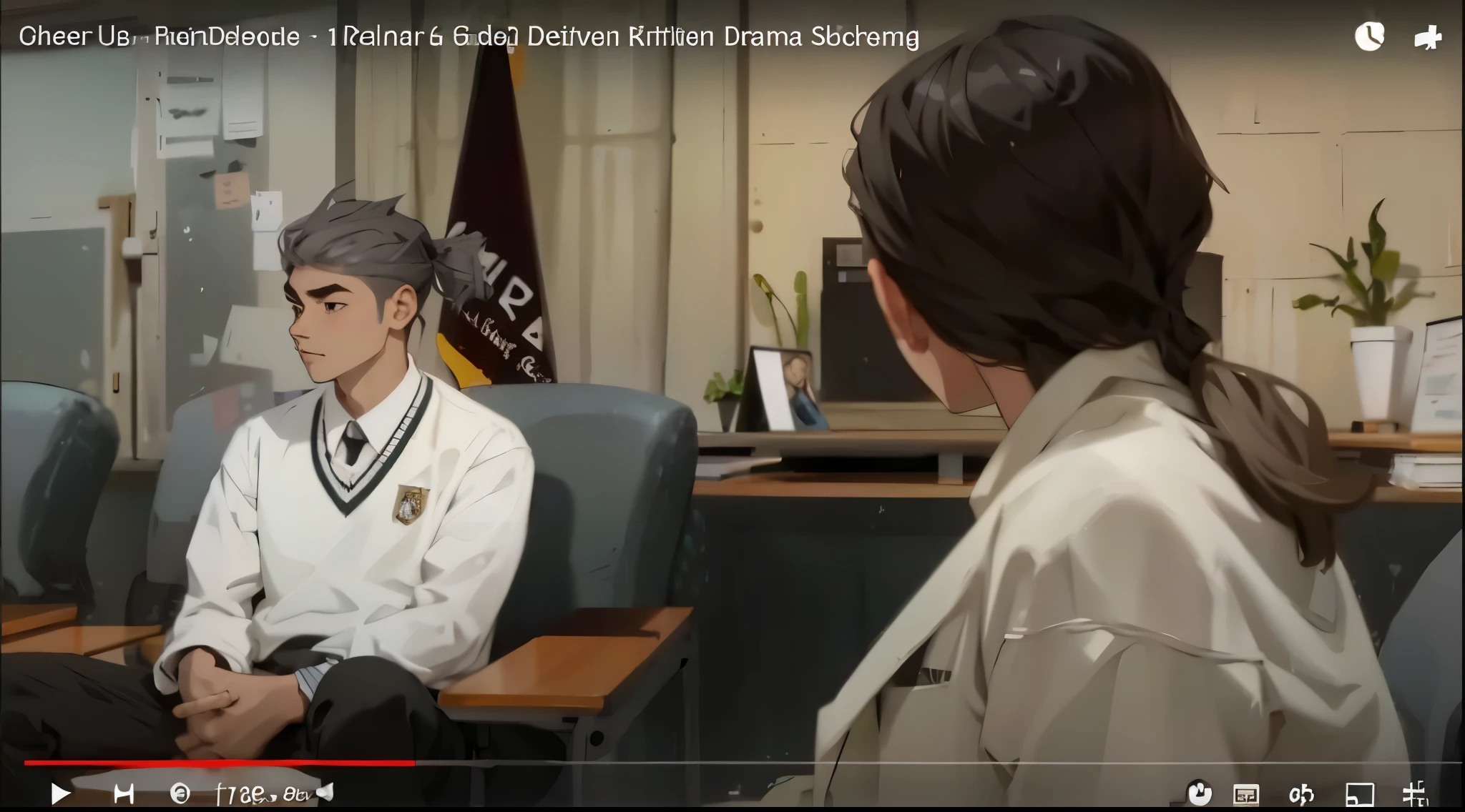 a -yeld mastudent with silver hair sitting in front of his teacher
