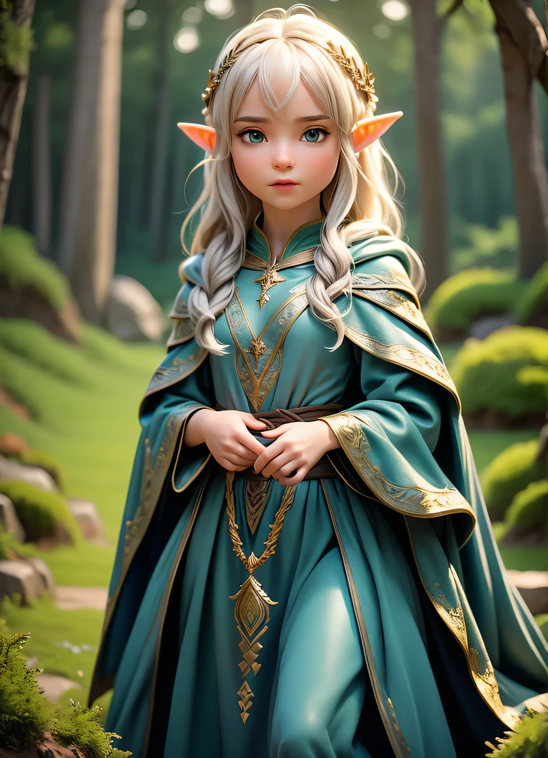 (detailed face, detailed eyes, clear skin, clear eyes), lotr, fantasy, elf, female, full body, looking at viewer, portrait, photography, detailed skin, realistic, photo-realistic, 8k, highly detailed, full length frame, High detail RAW color art, piercing, diffused soft lighting, shallow depth of field, sharp focus, hyperrealism, cinematic lighting
