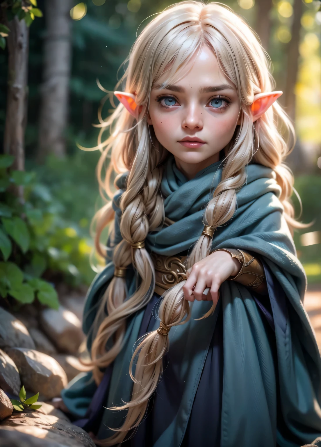 (detailed face, detailed eyes, clear skin, clear eyes), lotr, fantasy, elf, female, full body, looking at viewer, portrait, photography, detailed skin, realistic, photo-realistic, 8k, highly detailed, full length frame, High detail RAW color art, piercing, diffused soft lighting, shallow depth of field, sharp focus, hyperrealism, cinematic lighting