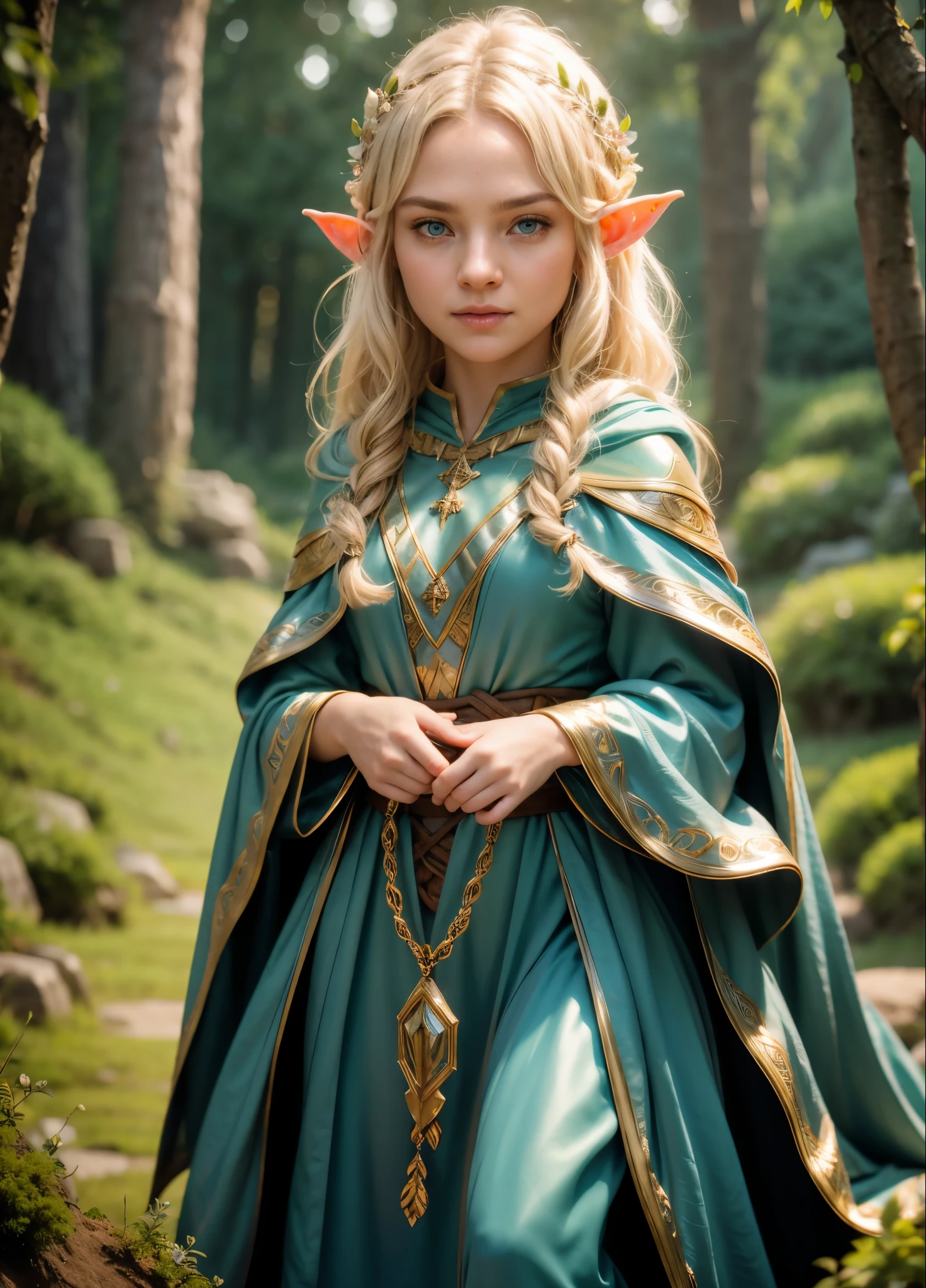 (detailed face, detailed eyes, clear skin, clear eyes), lotr, fantasy, elf, female, full body, looking at viewer, portrait, photography, detailed skin, realistic, photo-realistic, 8k, highly detailed, full length frame, High detail RAW color art, piercing, diffused soft lighting, shallow depth of field, sharp focus, hyperrealism, cinematic lighting
