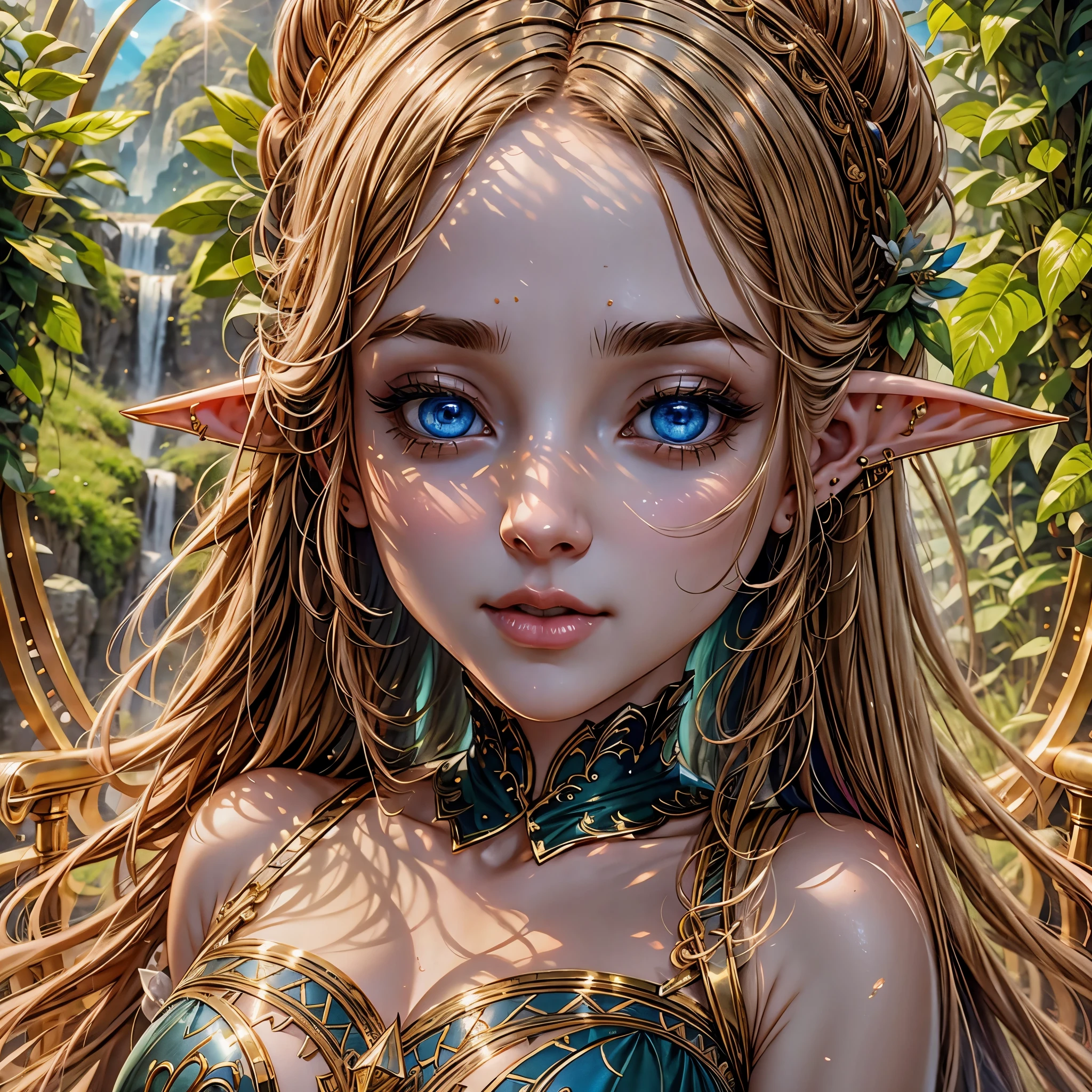 (detailed face, detailed eyes, clear skin, clear eyes), lotr, fantasy, elf, female, full body, looking at viewer, portrait, photography, detailed skin, realistic, photo-realistic, 8k, highly detailed, full length frame, High detail RAW color art, piercing, diffused soft lighting, shallow depth of field, sharp focus, hyperrealism, cinematic lighting