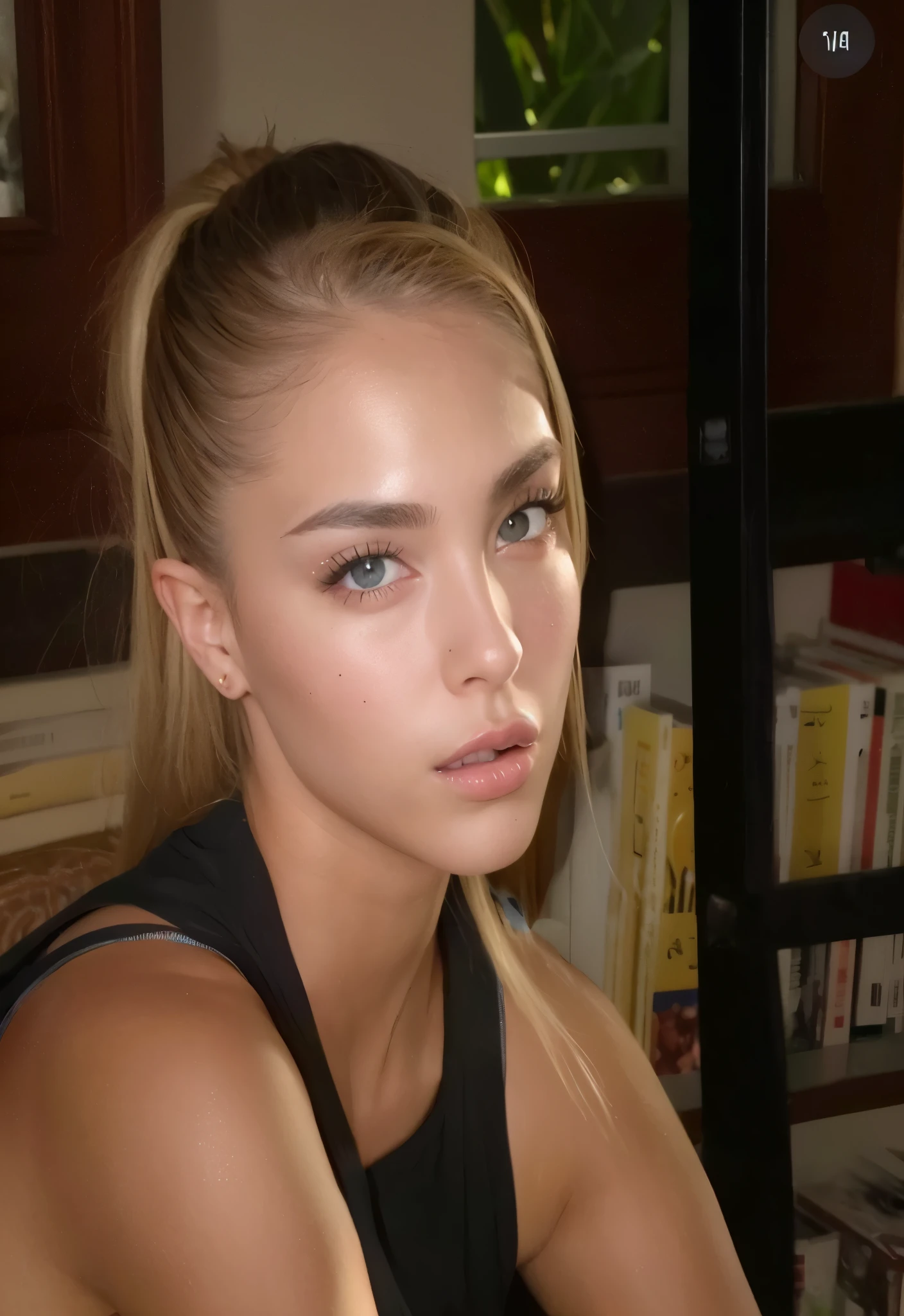 Mujer arafed con un top negro y un top negro., cara como ester exposito, cara perfecta, rostro perfectamente iluminado, cara sexy with full makeup, belleza asombrosa, cara perfecta!!, cabello rubio y ojos grandes, cara perfecta!!!, cara perfecta ), belleza asombrosa, cara sexy, detailed cara perfecta, cara perfecta model, cara perfecta and body