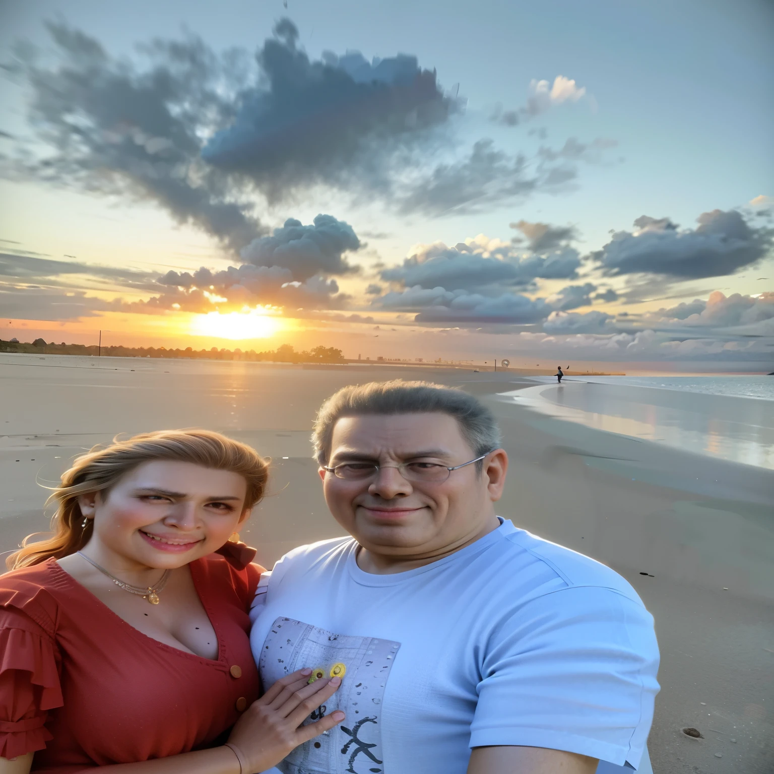 they are na praia at sunset, posando para uma foto, on the beach during sunset, na praia at sunset, na praia at sunset, on the beach at sunset, standing na praia at sunset, Sunset at the beach, during sunset, foto da praia, Sunset at the beach, ao nascer do sol, at sunset, imagem de perfil, standing near the beach