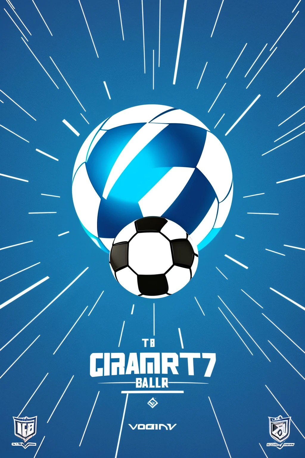 An emblematic logo featuring a soccer ball, cleverly designed in 2D vector art, gracefully soaring against a dynamic background. The ball is meticulously crafted with intricate stitching and seamless curves, while the vectors create a sense of depth and movement. The background, filled with energetic cheers and an illusion of a lively stadium, enhances the overall design, making it an inspiring and captivating symbol of team spirit.