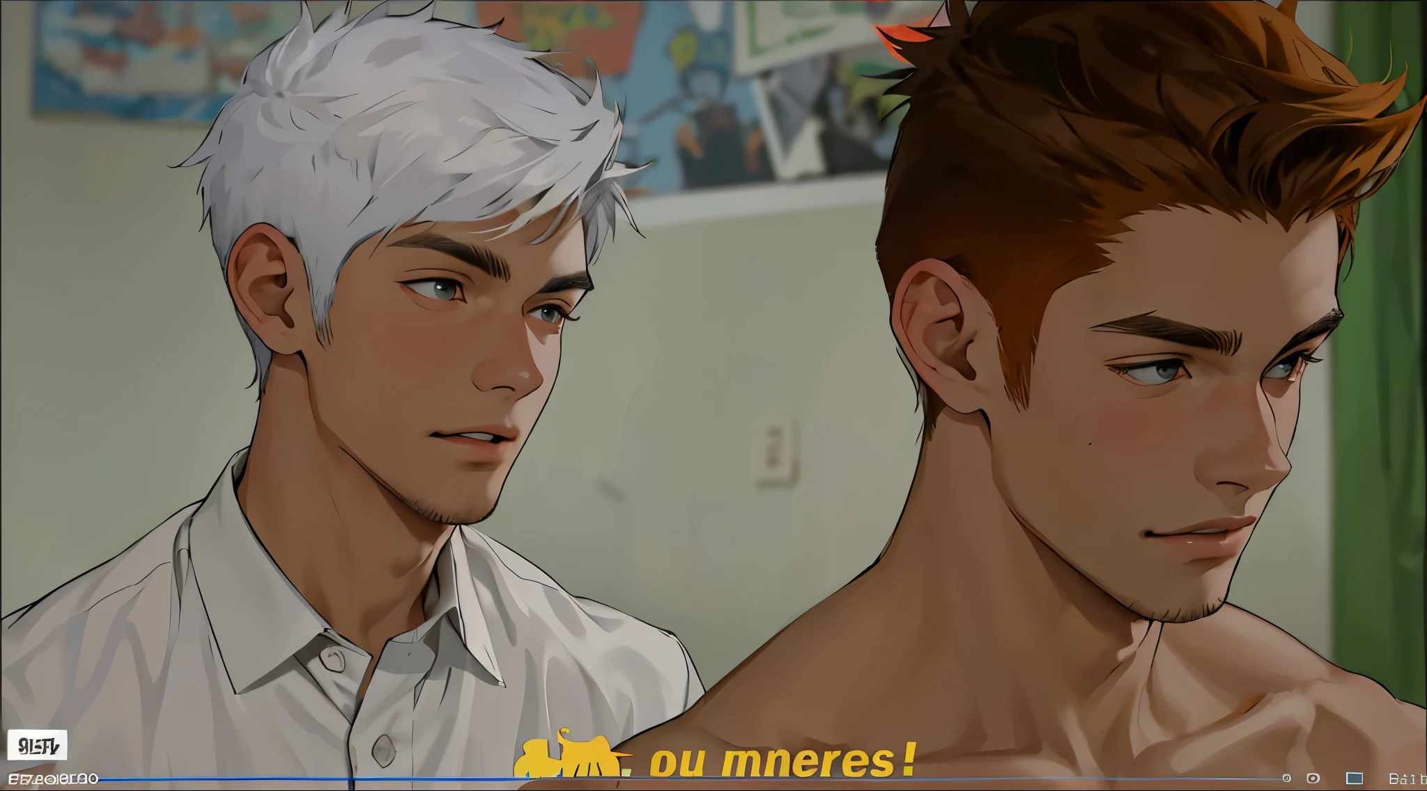 there are two handsome boys, delgados uno esta adelante sin camisa , the one in the back speaks with tenderness, dear