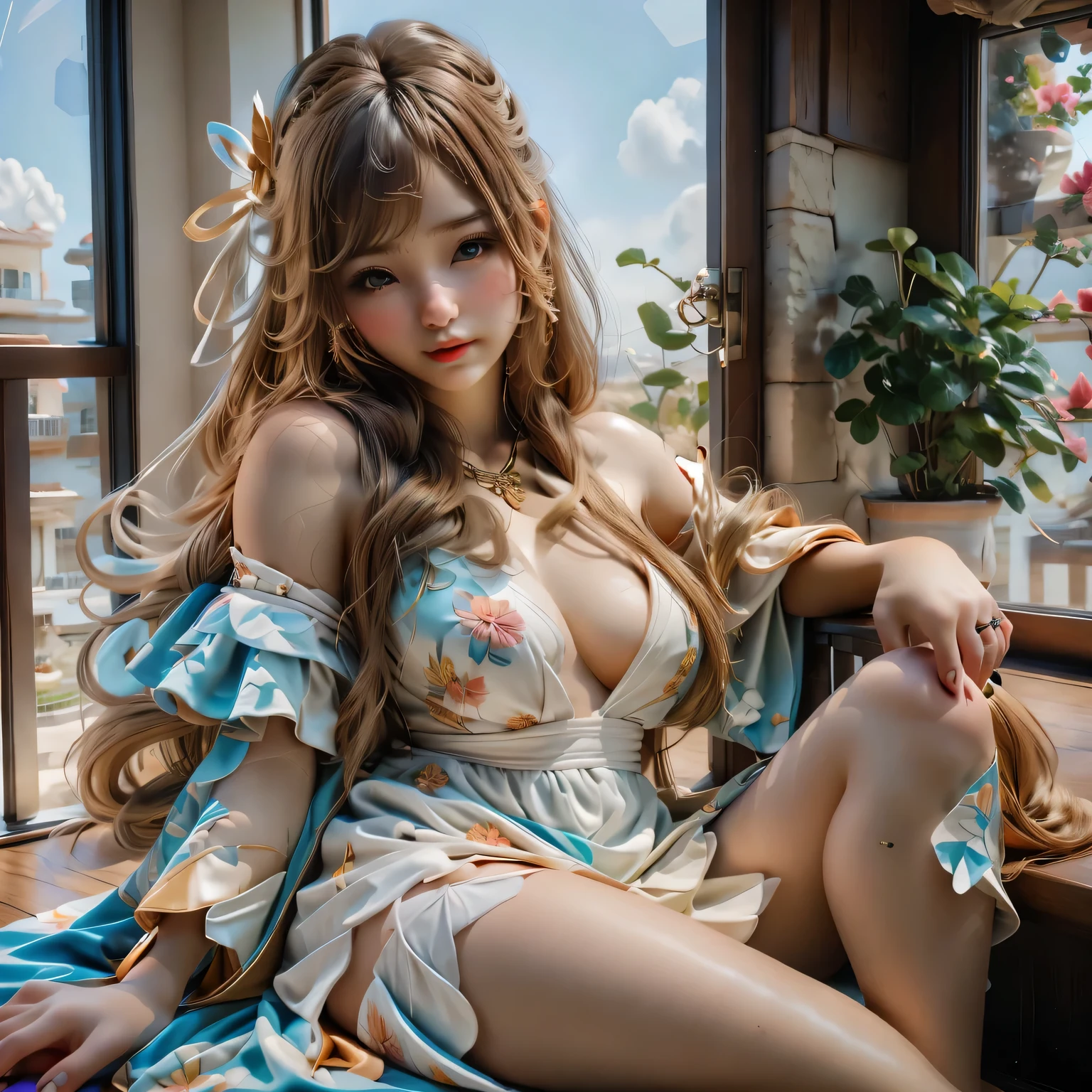 (bestquality:1.2),1girl,naked,leaning,spreadlegs,close-upface,sensual,feminine,sunlitgarden,dappledlighting,rays,softfocus,windblowinghair,beautifuldetailedeyes,beautifuldetailedlips,allovernaturalmakeup,longdarkhair,flowing,flowydress,floralprint,femininedress,gentlepastelcolors,gracefulpose,subtleemotion,serenity,serenescene,dreamlike,softbreezecarressing,peaceful,masterpiece:1.2