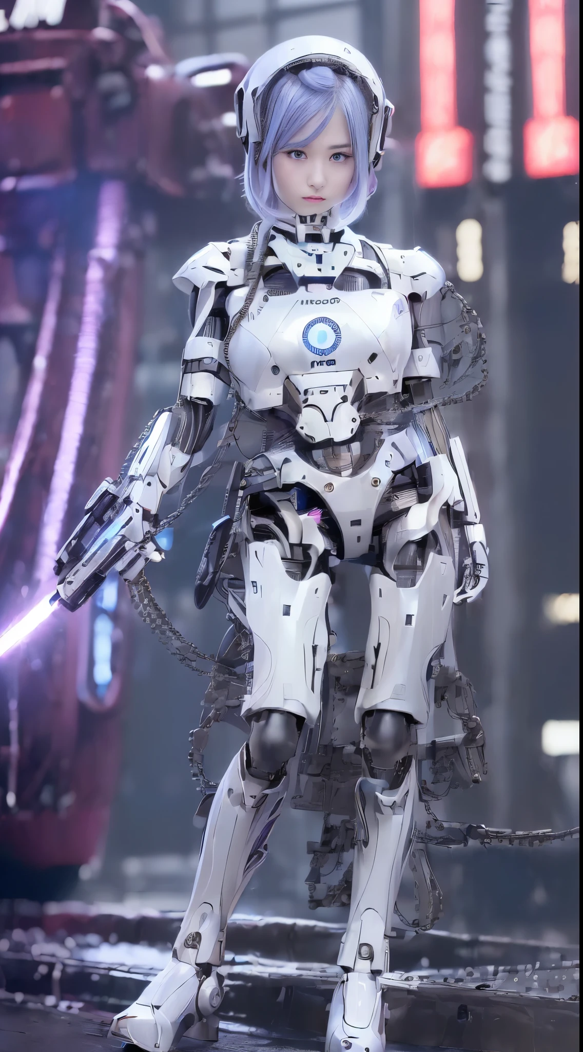 best ever、8k,(((Full body Esbian)))、(((plump breasts:1.3)))、(((luster)))、(((Metal)))、(((とてもlusterのある、Very hard armor:1.3)))、(((cyber punk)))、The cute beauty of the mecha、(highest quality, Detailed details, table top, chiaroscuro,big breasts、The bust photo is super realistic, Highly detailed Nikon videography:1.3)、beautiful navel、Human skin type、((very photorealistic person))、(round eyes)、The detail of the iris of the pupil is amazing、precise fingers、故障のない手feet、(((Caucasian 21 years old, woman)))、((Very fair skin))、natureに閉じた口、natureな乳輪、nature 、staring eyes、natureな体、baby face、womanらしい顔立ち、womanらしい体、(With a round face)、small face、soft cheeks、looking at camera、Full body Esbian、Human skin type、((very photorealistic person))、(round eyes)、The detail of the iris of the pupil is amazing、故障のない手feet、natureに閉じた口、natureな乳輪、nature 、staring eyes、natureな体、womanらしい顔立ち、womanらしい体、With a round face、small face、soft cheeks、looking at camera、Full body Esbian、balanced face、drooling eyes、(that'Not eyes that will blind you.)、Body with human-like proportions、(((slightly longer arms)))、(fairly long torso)、(((slightly larger hands)))、human face、(((Shining blue light blue silver hair)))、(((cool and cute short hair)))、(((The background is the future)))、(((8 heads and bodies)))、(((purple eyes)))、(((thin, thin silver eyebrows)))、(((thin eyebrows)))、Gentle double eyelids、(((kind face)))、(((Background Mecha)))、blade runner、(((Possession of a machine gun:1.5)))、(((Machine gun firing:1.4)))、(((Hold a machine gun:1.6)))、(((womanロボコップ:1.3)))、ghost in the shell、tron、space detective gavan、knock、police officer、(((night background)))、(((no makeup)))、(((Hollywood science fiction movie quality)))、(((New York in 5000 AD)))、((teal and orange))、height: 164cm、Leg length 80cm、Head length is 21cm、,very subtlyXfeet、(((attack posture:1.9)))、(((激しいattack posture:1.9)))、(((Raise your right arm:1.9)))、(((A large amount of red light rays from the glowing chest:1.9)))、(((being destroyed:1.9)))