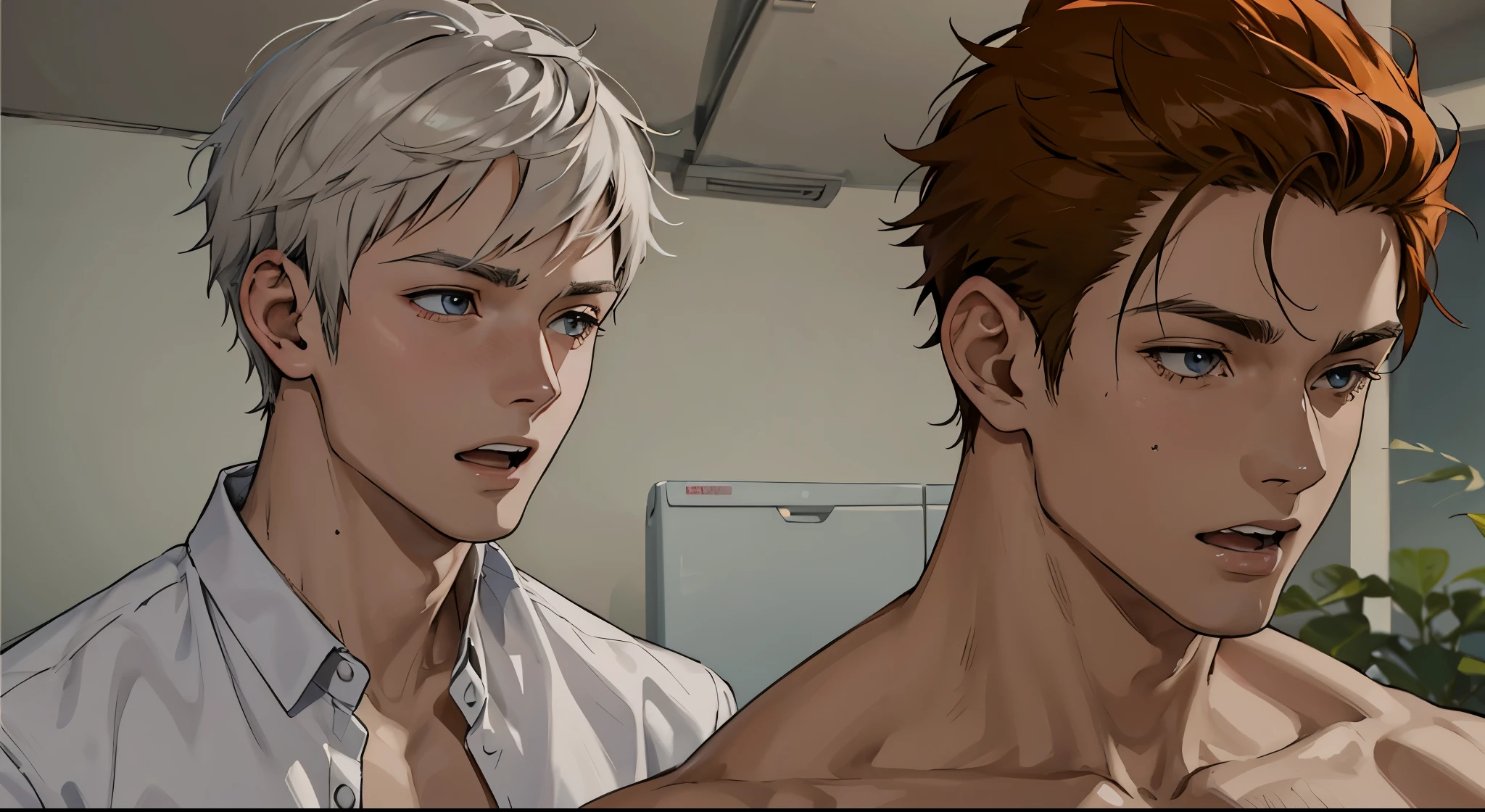 Anime image of two 16-year-olds talking with their mouths open  