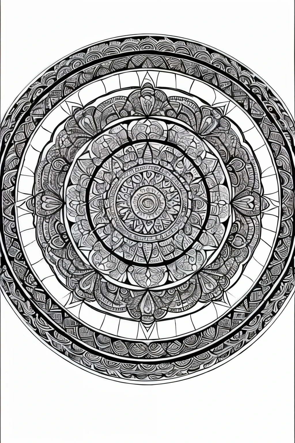 a colorbook page of mandala, no color