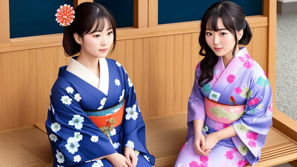 traditional Japanese kimono、One beautiful woman、Walking through the streets of Asakusa、vivid、distinct、masterpiece。