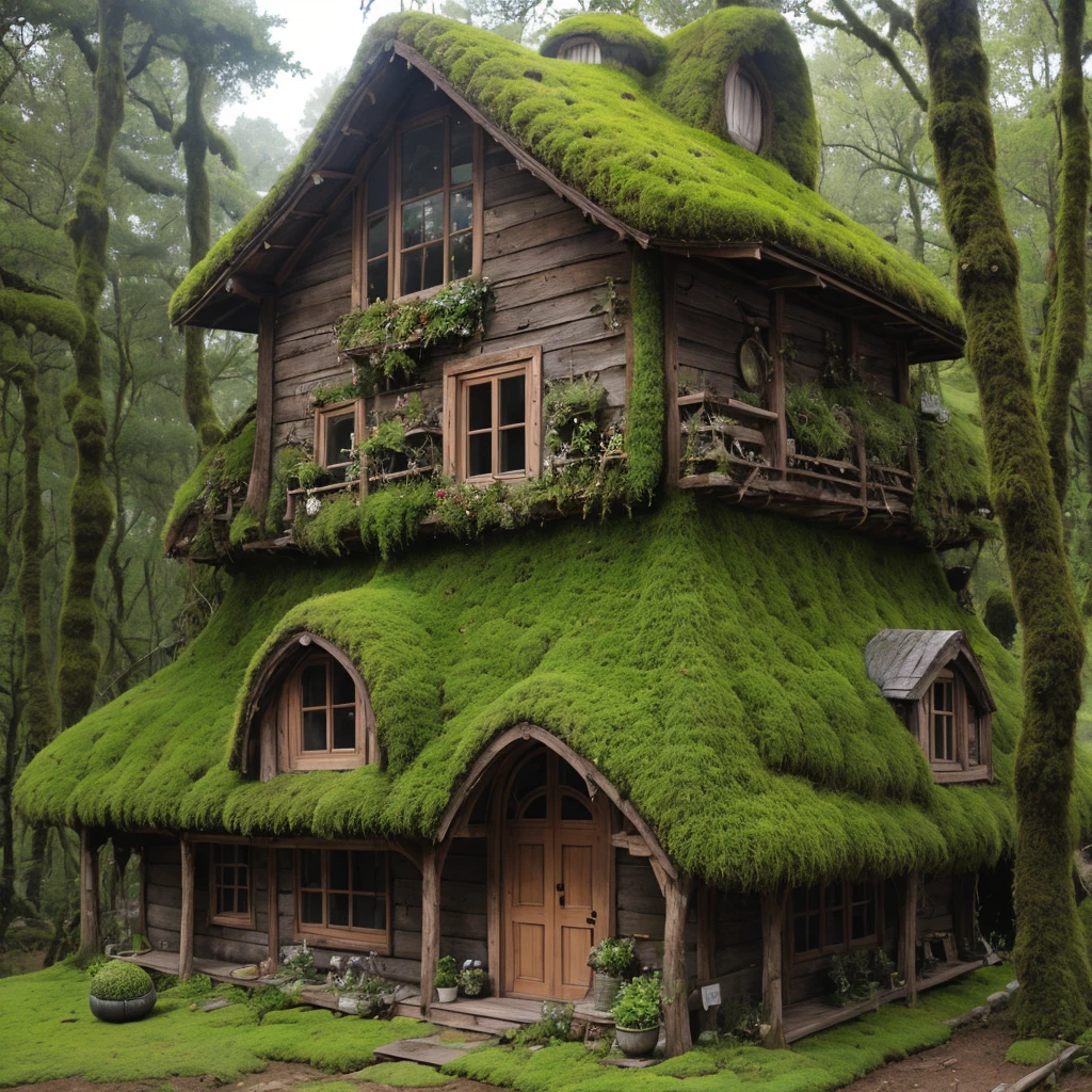 Gourd-shaped moss house
