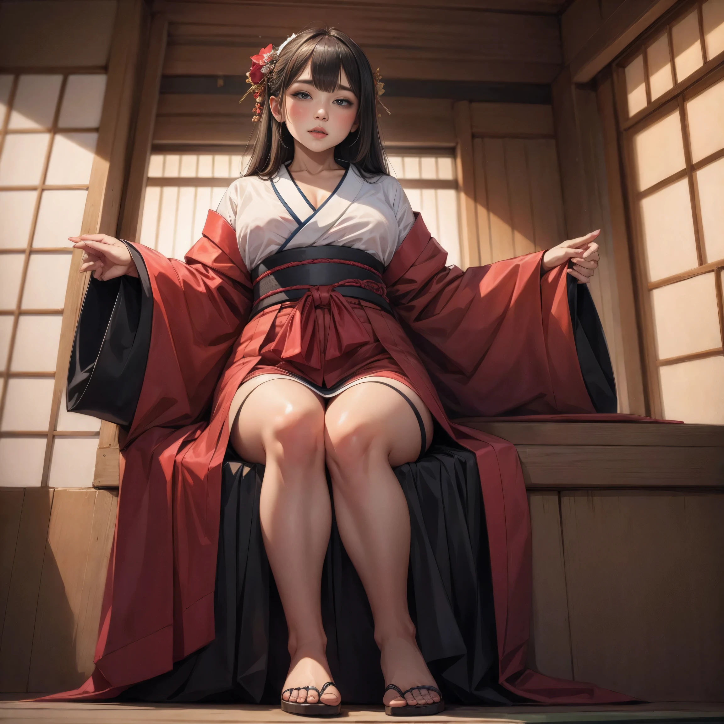 (8K, Best Quality, Masterpiece, Ultra High Definition: 1.2),kimono,Japanese room,hakama,fullbody