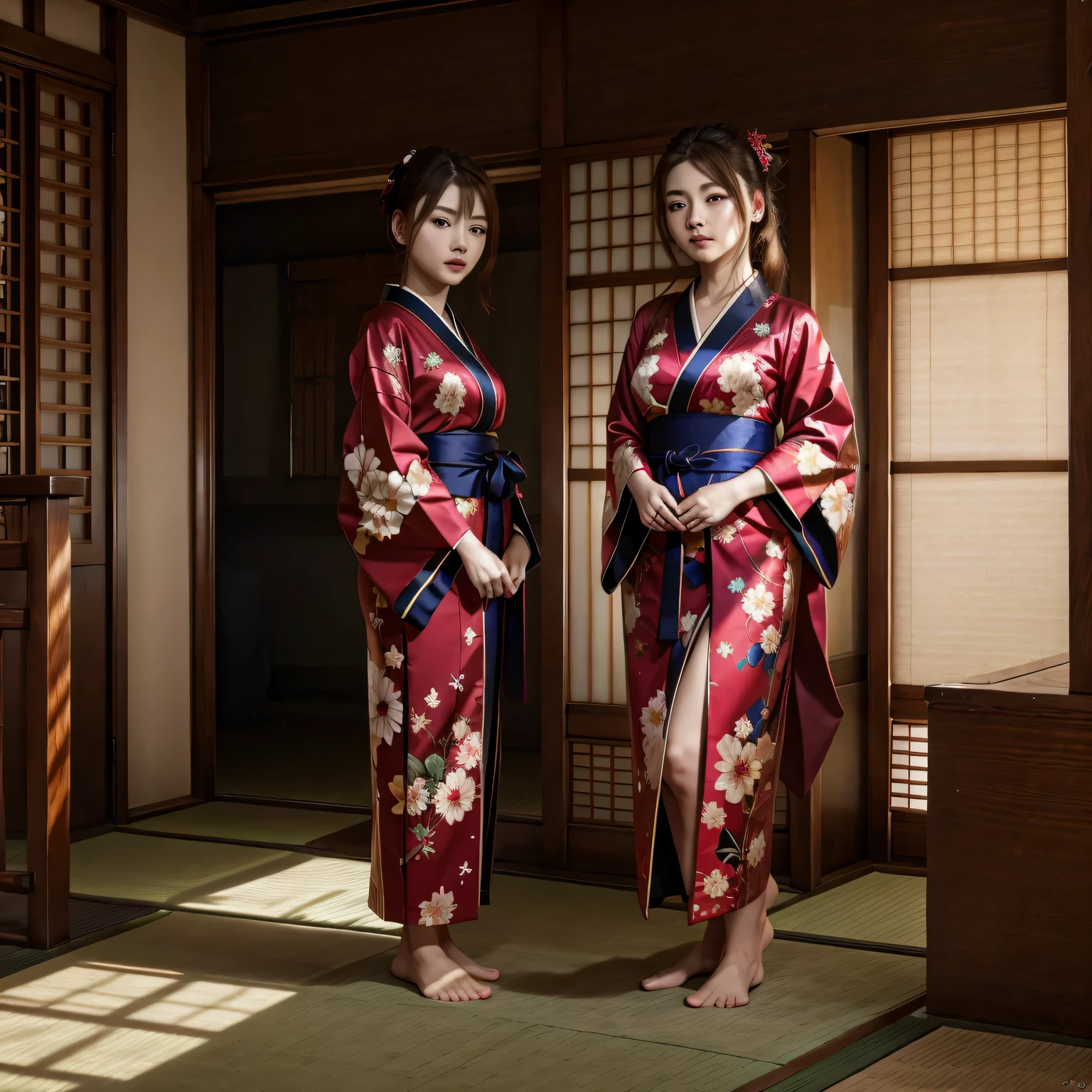 (8K, Best Quality, Masterpiece, Ultra High Definition: 1.2),kimono,Japanese room,hakama,fullbody