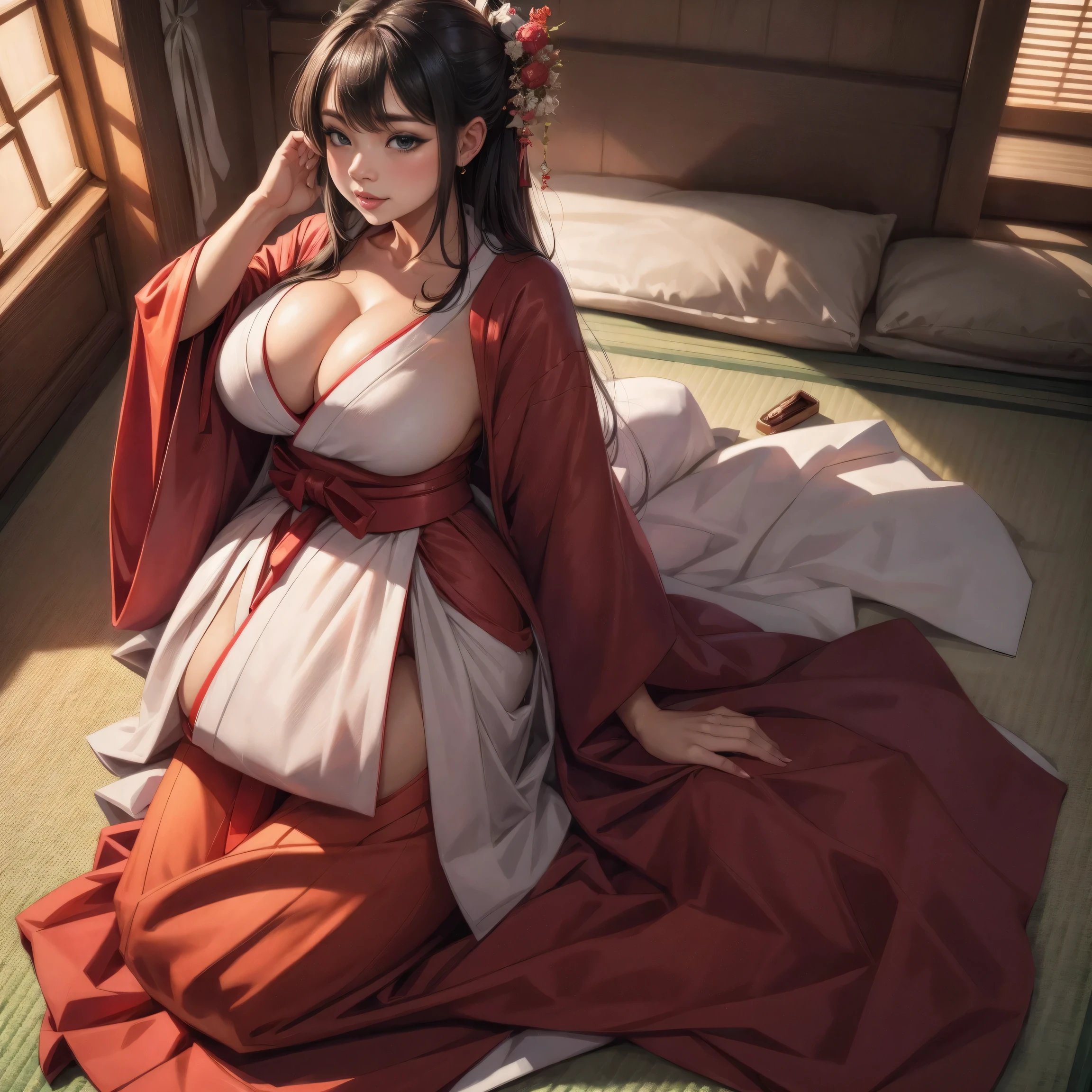 (8K, Best Quality, Masterpiece, Ultra High Definition: 1.2),kimono,Japanese room,hakama,fullbody