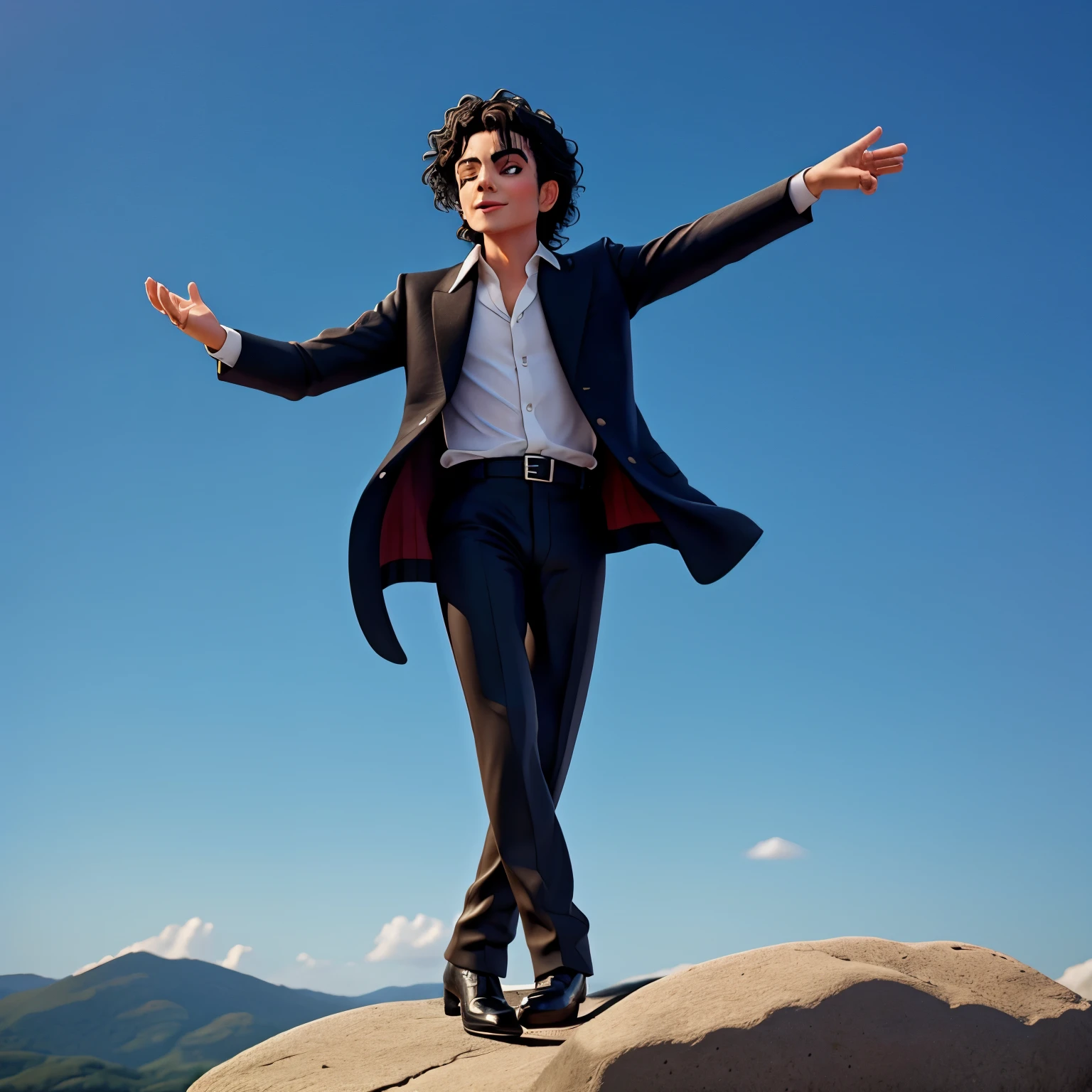 Michael Jackson dancing on top of the rock
