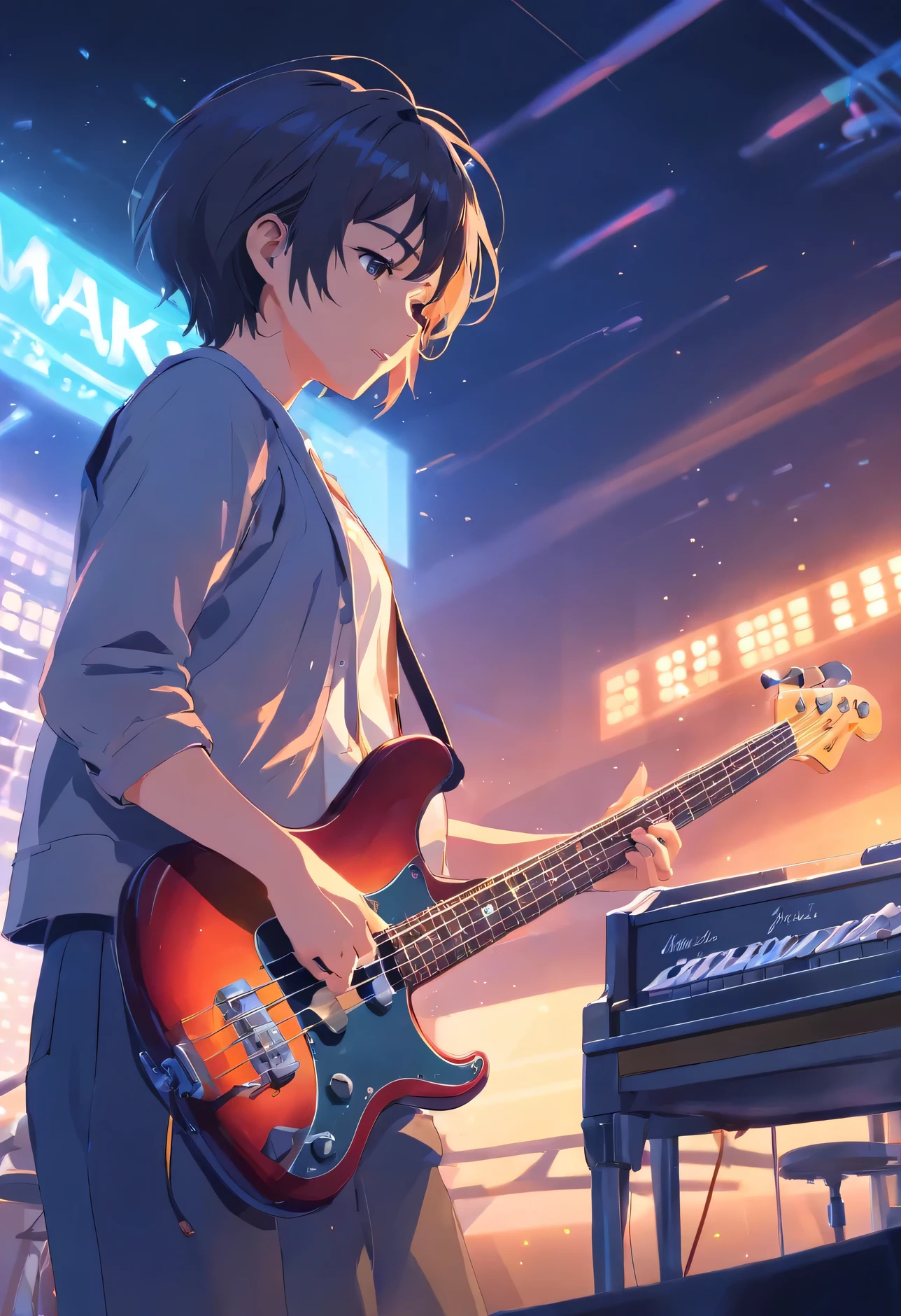 Live scene by band, bassist、high school student、1 person