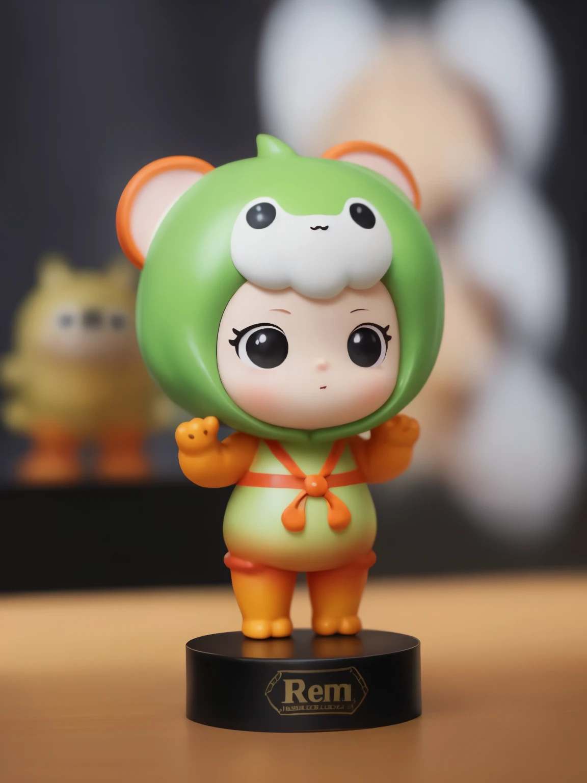 blindbox、Chibi girl acting on the stage of Hero Sentai、wearing a cute monster costume、beam pose