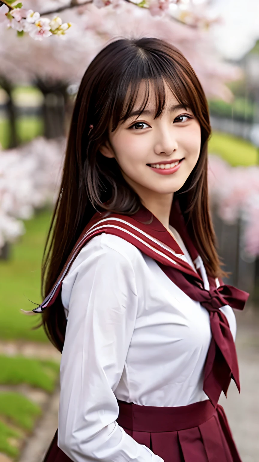 (((beautiful japanese high school girl))) 、1 person、(((At the cherry blossom trees in bloom)))、doing a sexy pose、(((Revealing sailor suit)))、(((Glamour)))、((smile))、photorealistic、With a clearer image、beautiful detailed eyes、hyper realism、high contrast、Ultra HD、realistic skin texture、Highest image quality、highest quality、ultra high resolution、Finely detailed、very carefully
