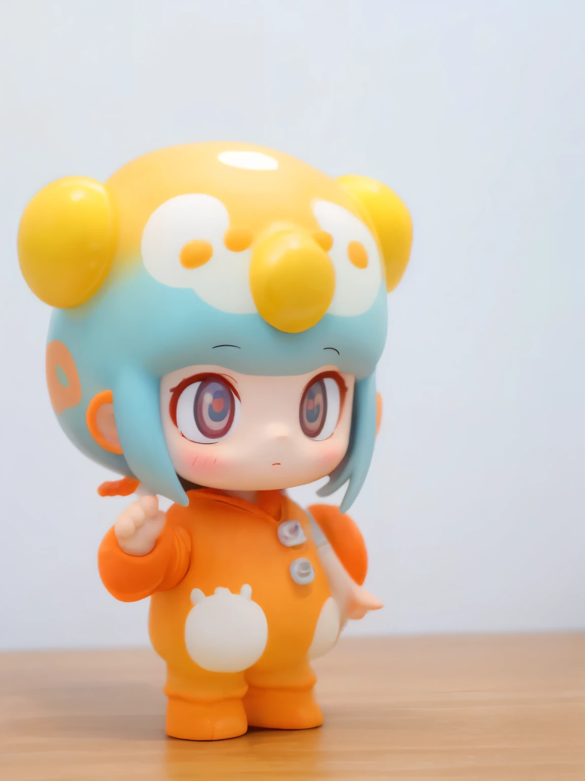 blindbox、Chibi girl acting on the stage of Hero Sentai、wearing a cute monster costume、Take a photo from the side