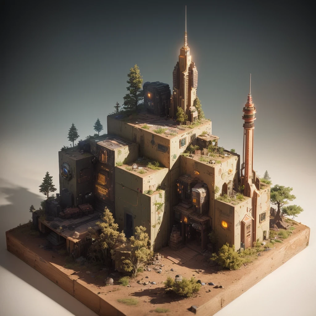 3598年Mars realistic model, (split ends, original photo, best quality, masterpiece:1.4),Steampunk Cyberpunk 6820 City,(CyberpunkMars light:1.3), Mars (related to land),(in a small nature box:1.3),Isometric, small nature, landscape on foundation,landscape,