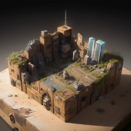 3598年Mars realistic model, (split ends, original photo, best quality, masterpiece:1.4),Steampunk Cyberpunk 6820 City,(CyberpunkMars light:1.3), Mars (related to land),(in a small nature box:1.3),Isometric, small nature, landscape on foundation,landscape,