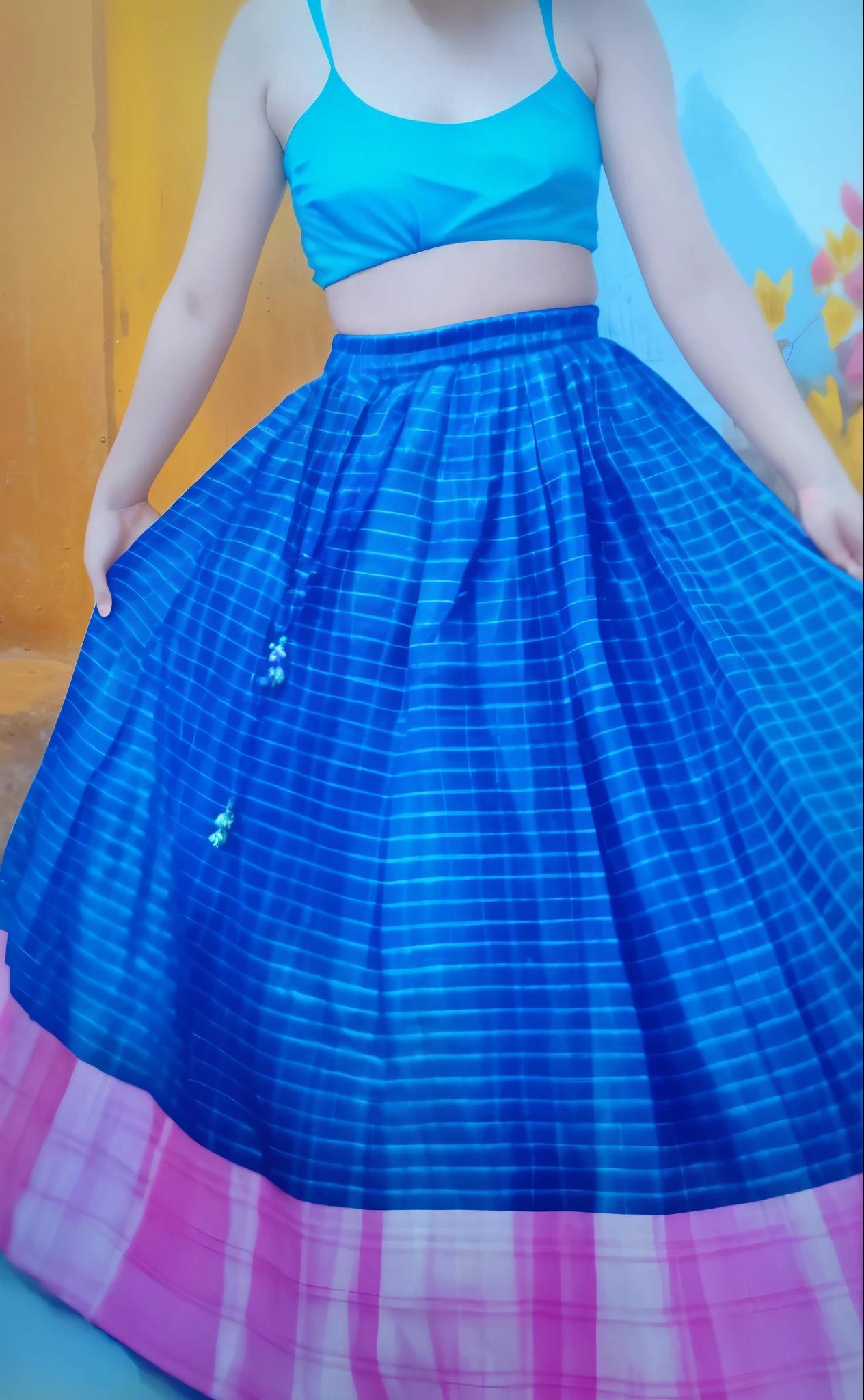 Pregnant 5  girl kid wear crop top and skirt 