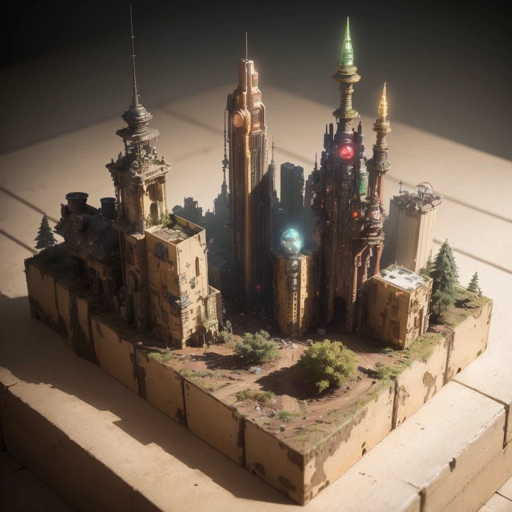 3598年Mars realistic model, (split ends, original photo, best quality, masterpiece:1.4),Steampunk Cyberpunk 6820 City,(CyberpunkMars light:1.3), Mars (related to land),(in a small nature box:1.3),Isometric, small nature, landscape on foundation,landscape,