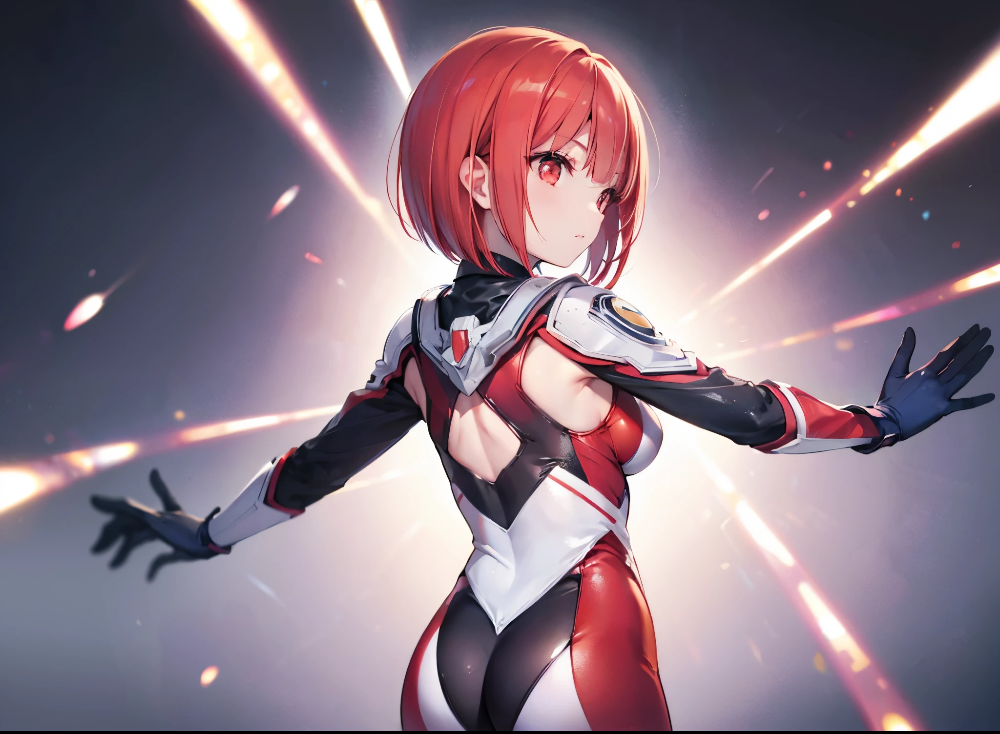 ((Masterpiece, Best Picture Quality, High Quality, Super High Quality, Depth of Field, 4K, High Definition)), NSFW, One Woman, Magical Girl Fire Transparent Bodysuit, (Red Tone), Mechanical Armor on Arms and Legs, (Riding Machine with Giant Luminous Dildo, Dildo inserted into Vagina), 
Blushing, smiling, sweaty, glowing skin, Pleasure Score: 1.4, Ecstasy Score: 1.4,
(back spread: 1.2, ass up, ass shown to audience), asymmetrical short hair with left up bang, auburn hair, pink hair, pink eyes, machine parts, (red machine running on sexual energy, flames spurting out, dildo in fast piston motion, motion blur), vagina up, race track, {{very delicate Audience, {{very delicate and beautiful}}, CG wallpaper with details in 8K high quality.