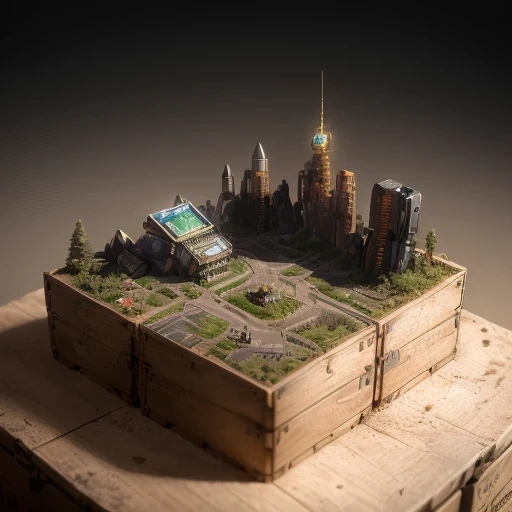 3598年Mars realistic model, (split ends, original photo, best quality, masterpiece:1.4),Steampunk Cyberpunk 6820 City,(CyberpunkMars light:1.3), Mars (related to land),(in a small nature box:1.3),Isometric, small nature, landscape on foundation,landscape,
