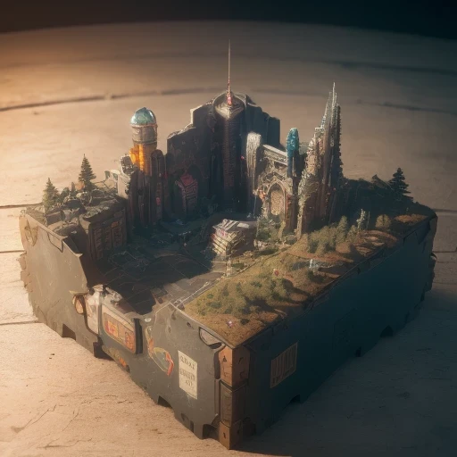 3598年Mars realistic model, (split ends, original photo, best quality, masterpiece:1.4),Steampunk Cyberpunk 6820 City,(CyberpunkMars light:1.3), Mars (related to land),(in a small nature box:1.3),Isometric, small nature, landscape on foundation,landscape,