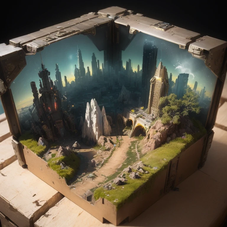 3598年Mars realistic model, (split ends, original photo, best quality, masterpiece:1.4),Steampunk Cyberpunk 6820 City,(CyberpunkMars light:1.3), Mars (related to land),(in a small nature box:1.3),Isometric, small nature, landscape on foundation,landscape,