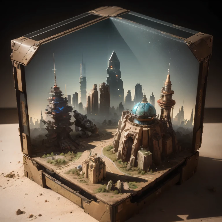 3598年Mars realistic model, (split ends, original photo, best quality, masterpiece:1.4),Steampunk Cyberpunk 6820 City,(CyberpunkMars light:1.3), Mars (related to land),(in a small nature box:1.3),Isometric, small nature, landscape on foundation,landscape,