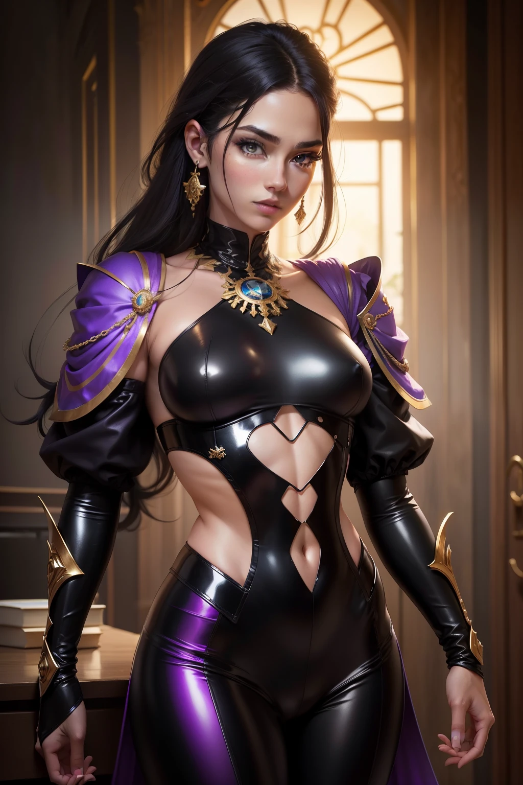 Witch tiefling, black hair, purple dress, front, open legs, cameltoe, 1 girl, sitting, legs open, panties, panties appearing, white panties, upskirt, pantyshot, thin, realistic, 8k, D&D, wallpaper, ultra realistic, ultra detailed,