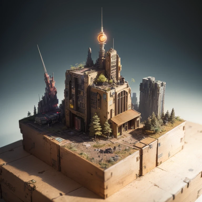 3598年Mars realistic model, (split ends, original photo, best quality, masterpiece:1.4),Steampunk Cyberpunk 6820 City,(CyberpunkMars light:1.3), Mars (related to land),(in a small nature box:1.3),Isometric, small nature, landscape on foundation,landscape,