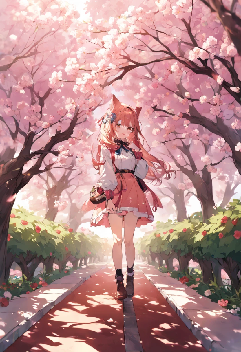 girl in cherry garden