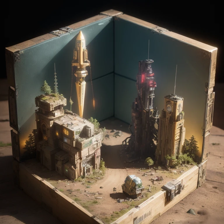 3598年Mars realistic model, (split ends, original photo, best quality, masterpiece:1.4),Steampunk Cyberpunk 6820 City,(CyberpunkMars light:1.3), Mars (related to land),(in a small nature box:1.3),Isometric, small nature, landscape on foundation,landscape,