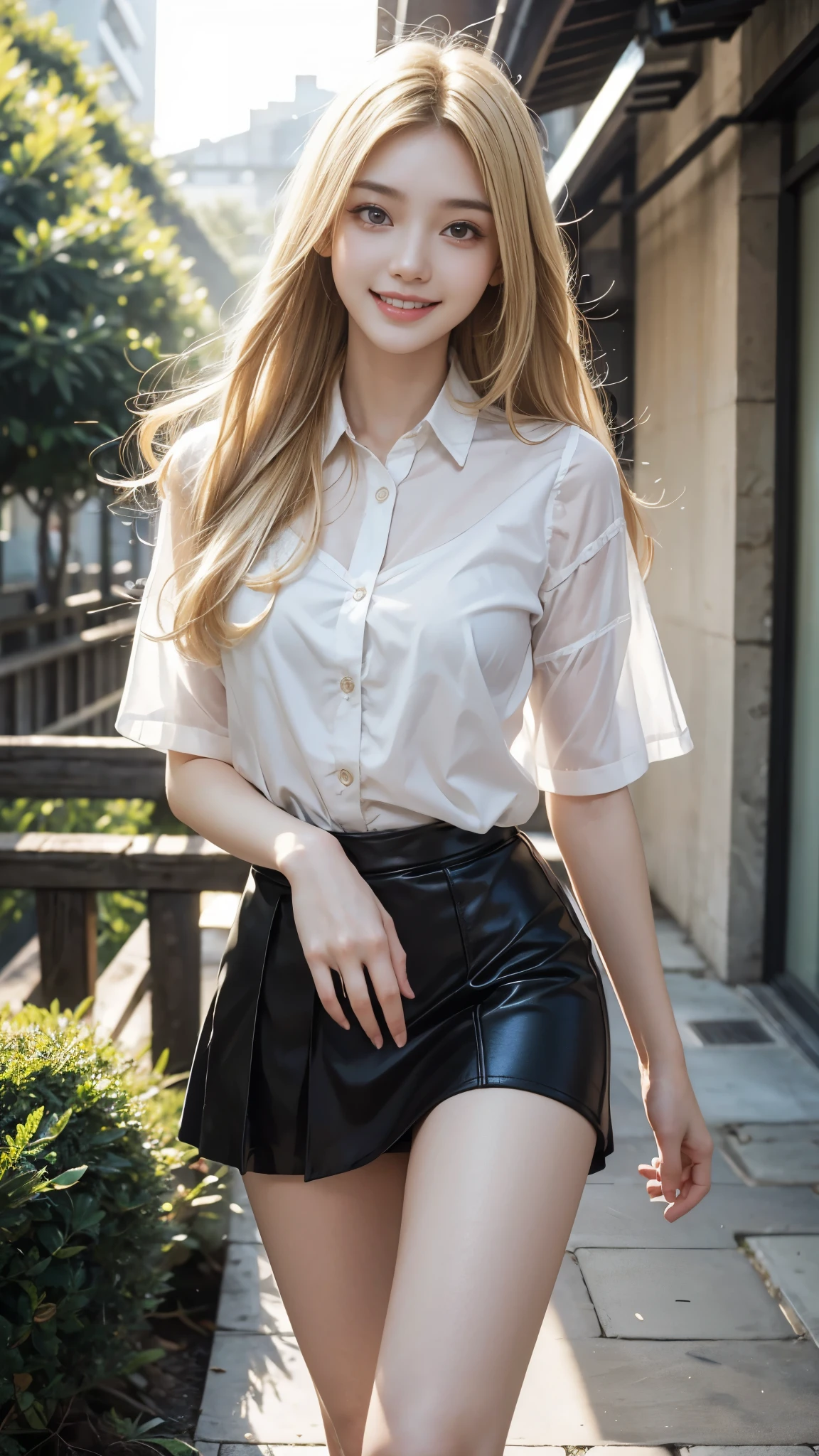 kasumi, eyes browns, (best qualityer, ultra detail), (realisitic:1.37), beautiful and detailed face, ultra-realisitic texture, Exquisite face, Delicate body, red lipgloss stick, shiny colors. High definition, 8k, expression a slight cute smile
