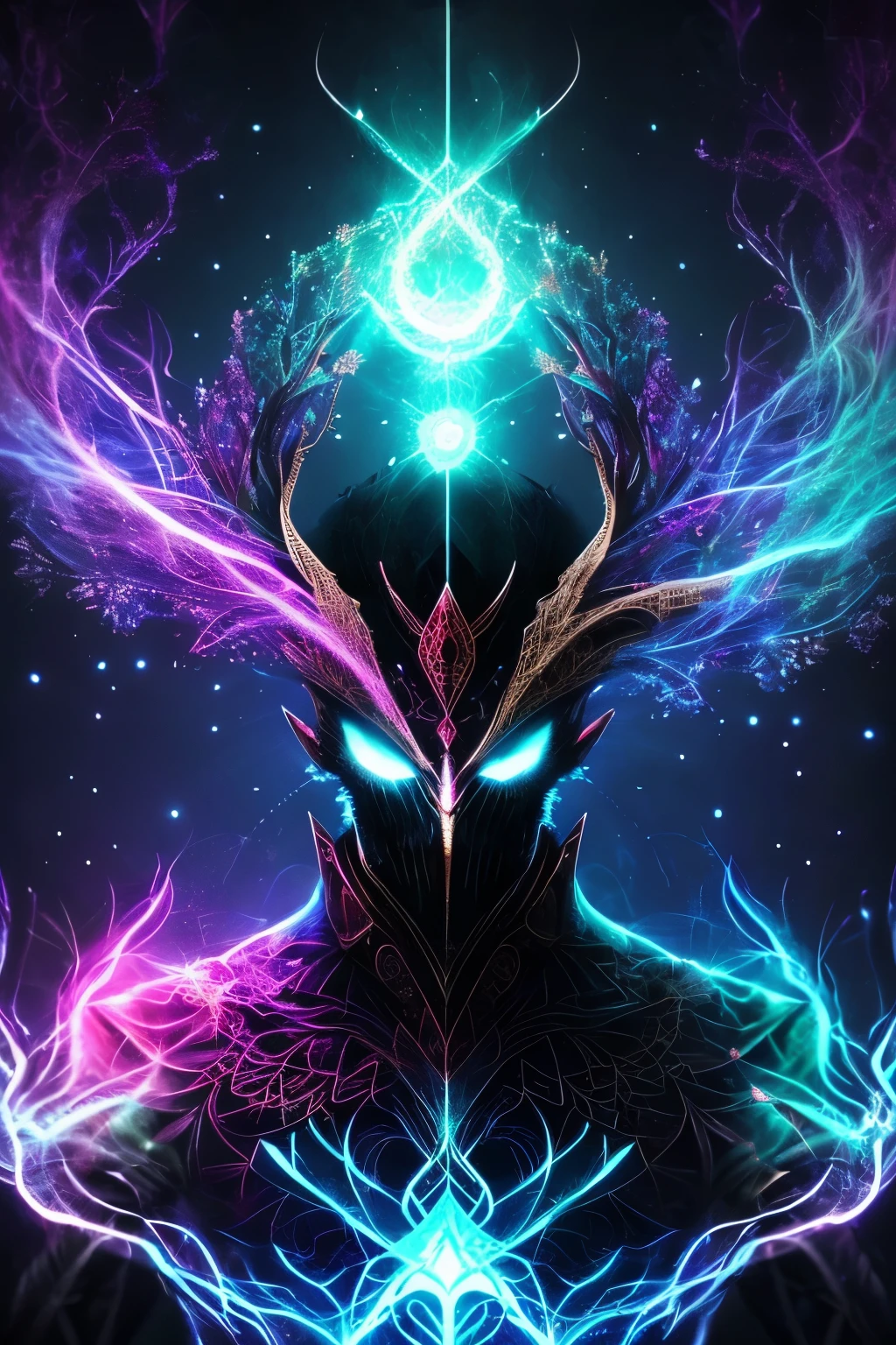 (Papel de parede 8k muito detalhado), medium photo of a beautiful and scary necromancer, Intricado, alto detalhe, Dramatic, Particle Light Effects,