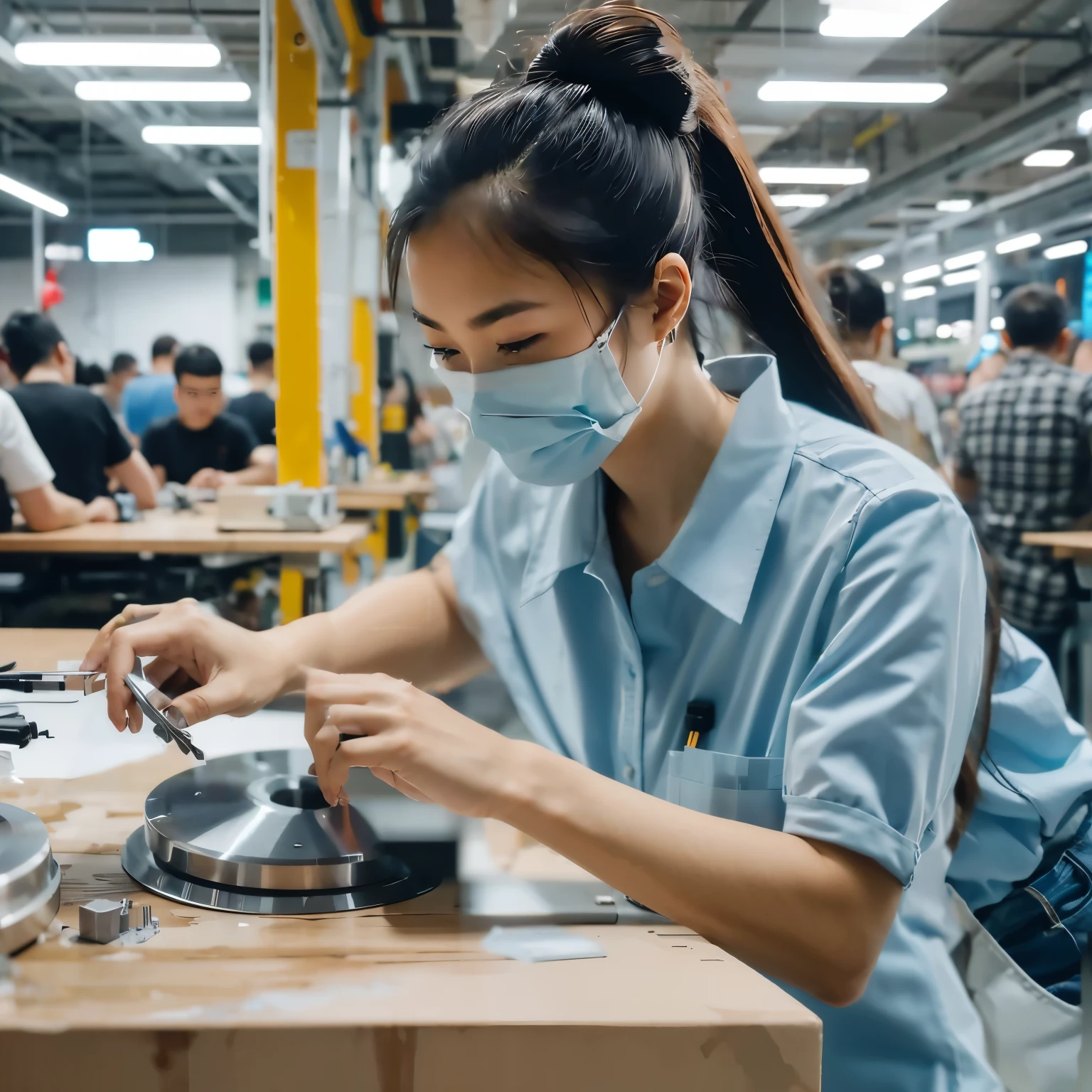 Modern hardware product assembly line workshop