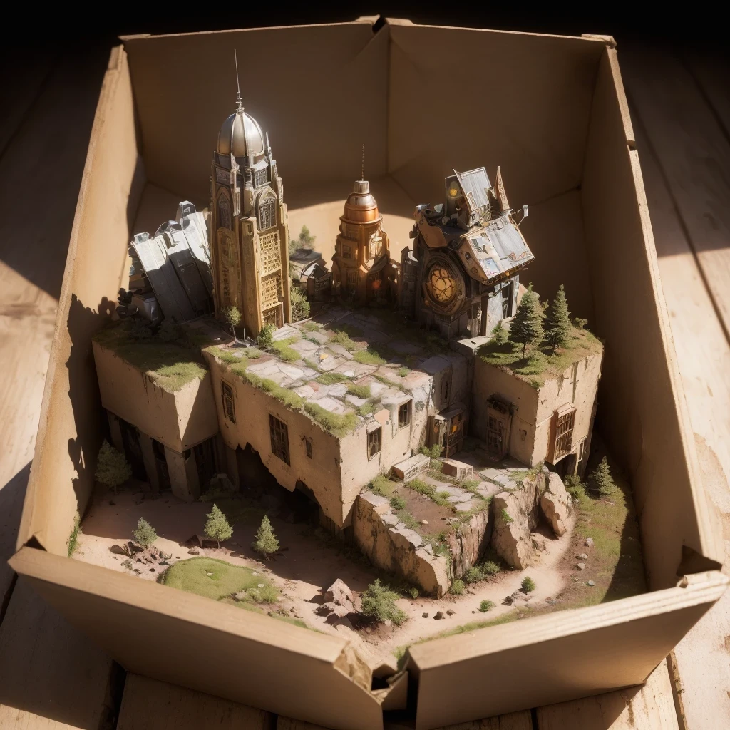 3598年Mars realistic model, (split ends, original photo, best quality, masterpiece:1.4),Steampunk Cyberpunk 6820 City,(CyberpunkMars light:1.3), Mars (related to land),(in a small nature box:1.3),Isometric, small nature, landscape on foundation,landscape,