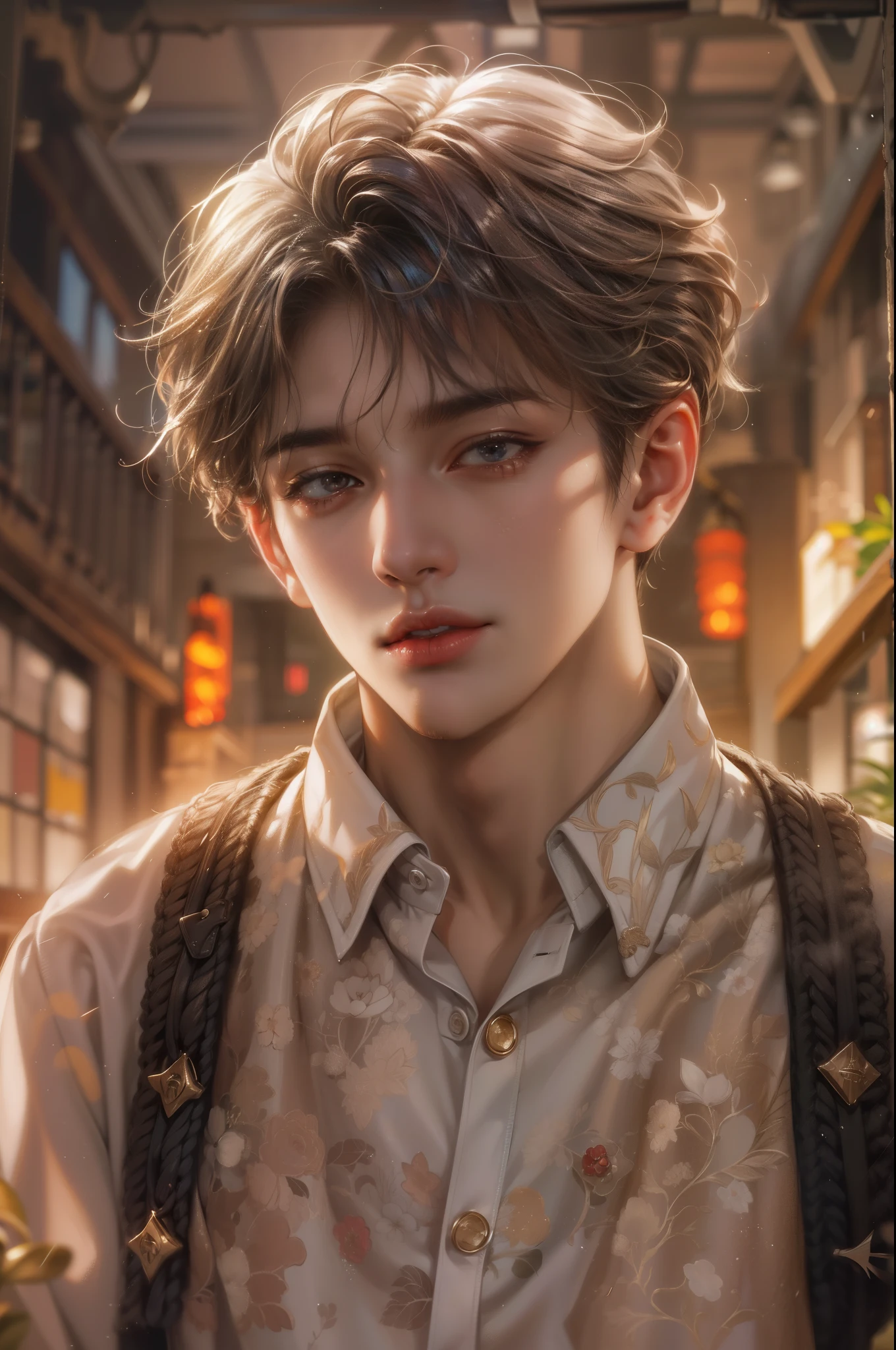(absurdres, highres, ultra detailed, HDR), masterpiece, best quality, Netflix series Singles Inferno character, handsome young boy, short hair, korean handsome face, anime eyes, detailed interior, detailed character