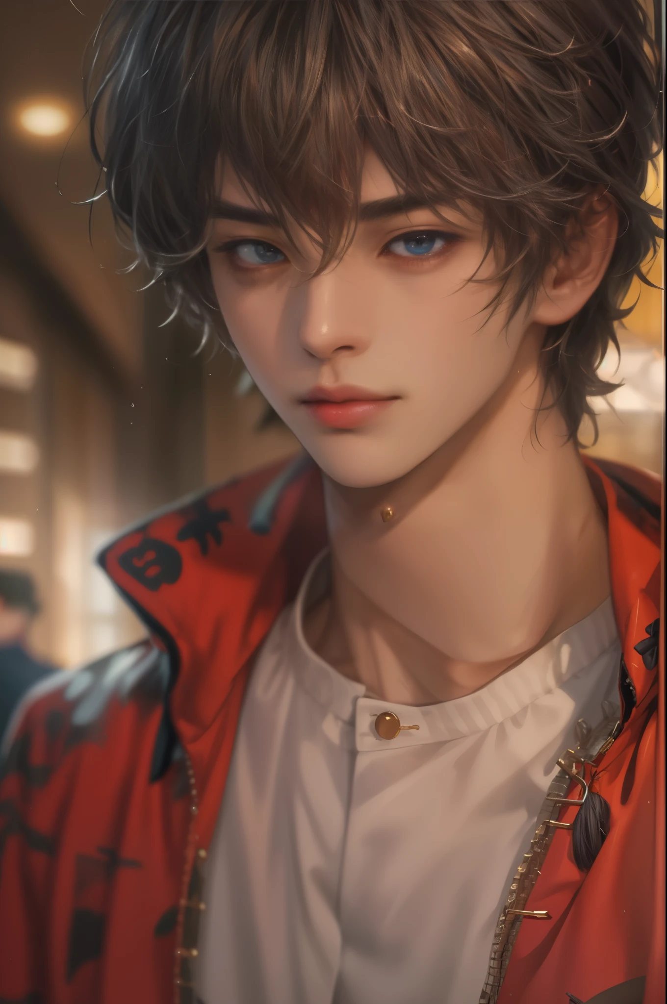 (absurdres, highres, ultra detailed, HDR), masterpiece, best quality, Netflix series Singles Inferno character, handsome young boy, short hair, korean handsome face, anime eyes, detailed interior, detailed character